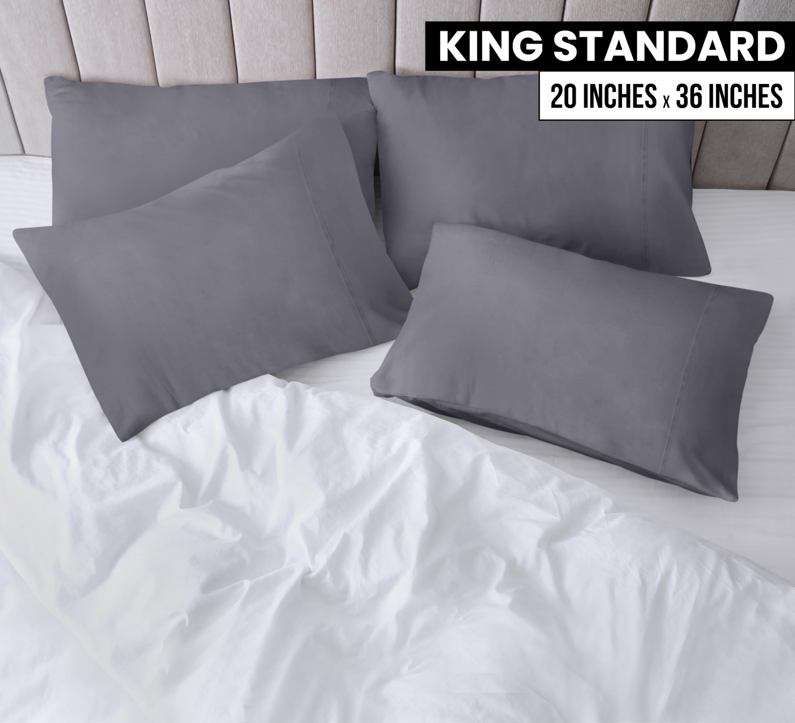 Foto 3 pulgar | Fundas De Almohada Utopia Bedding King Standard, Paquete De 4, Color Gris, 50 X 90 Cm - Venta Internacional.