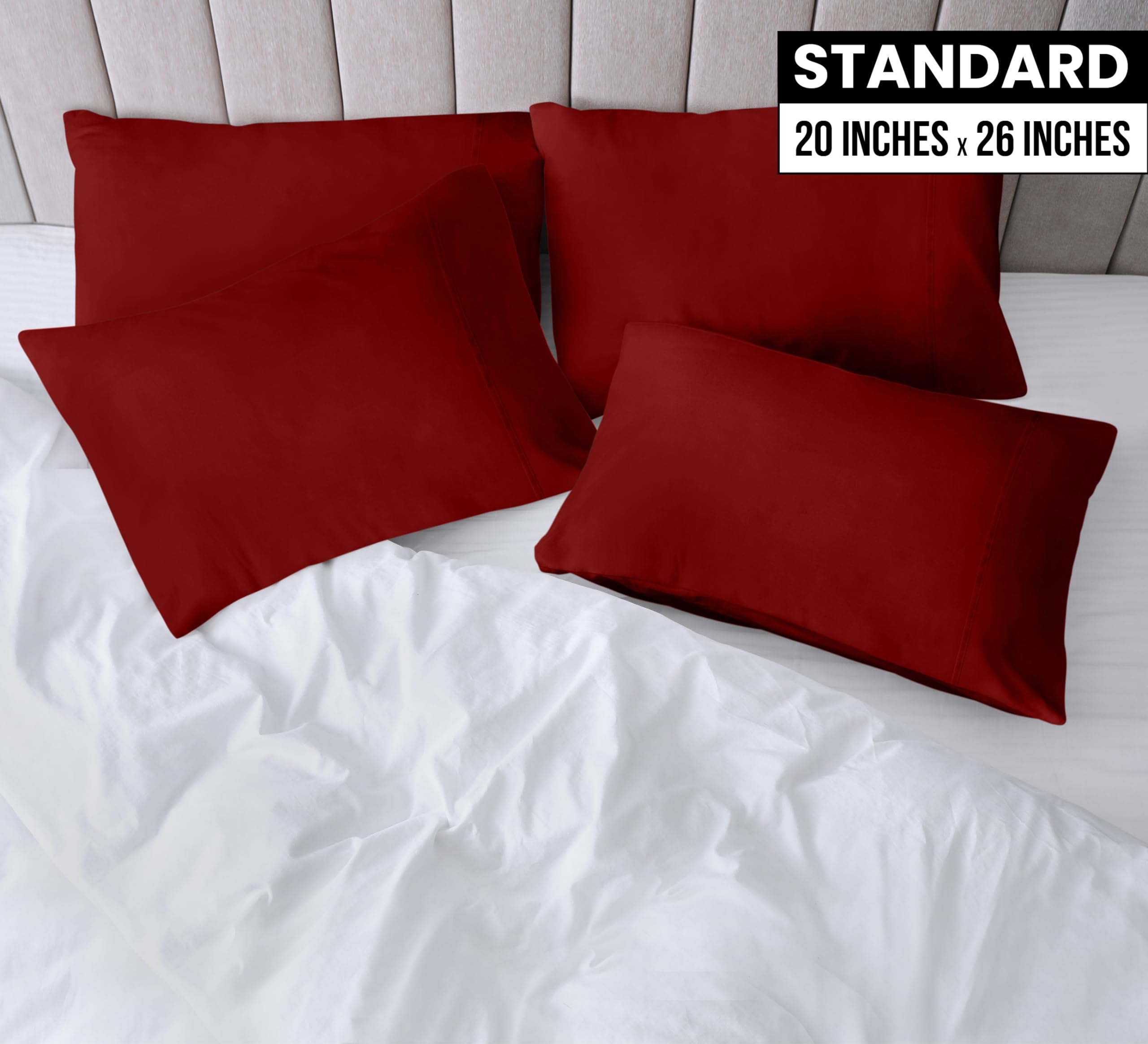 Foto 3 pulgar | Funda De Almohada Estándar Utopia Bedding De 20 X 26 Cm, Paquete De 4 Unidades, Color Rojo - Venta Internacional.