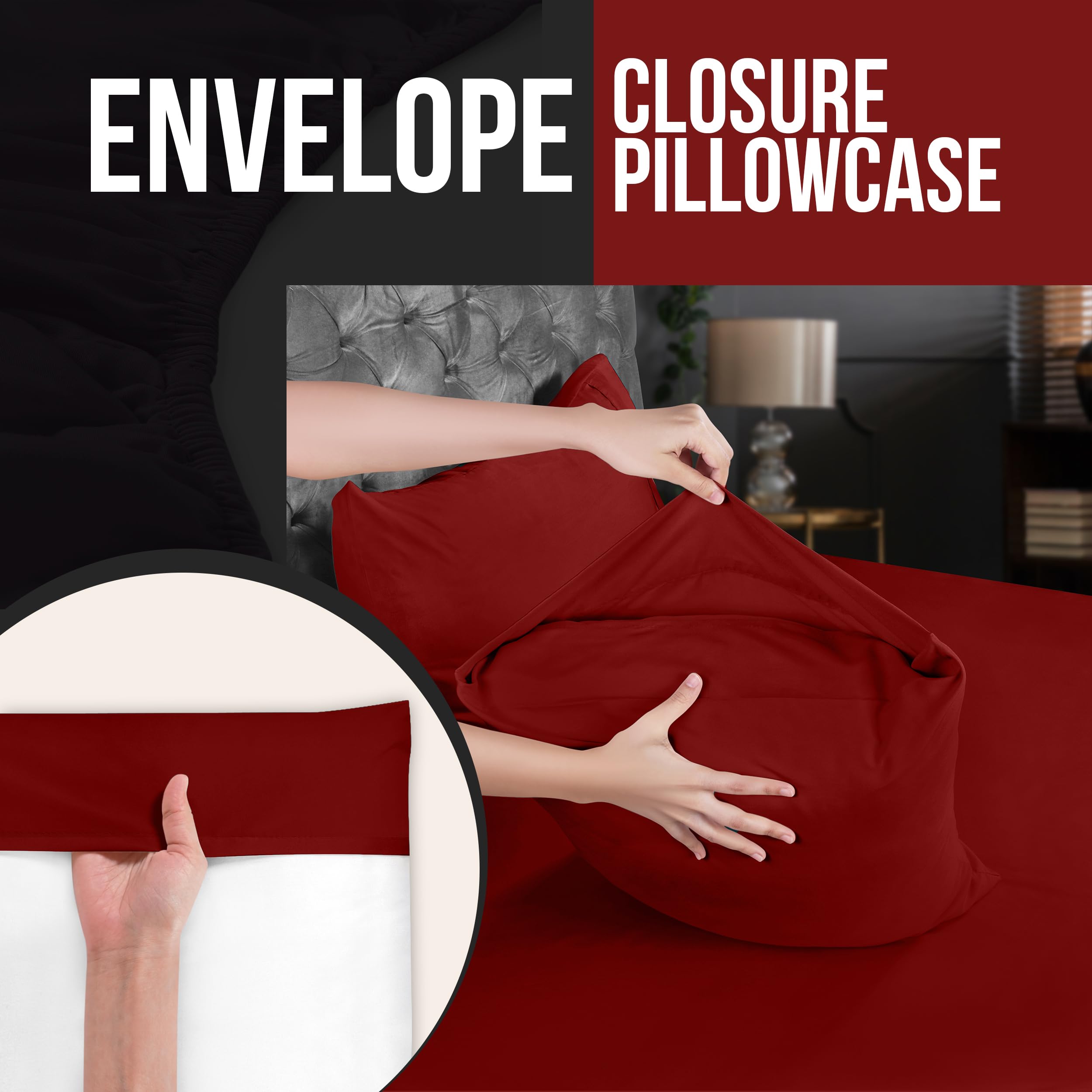 Foto 5 pulgar | Funda De Almohada Estándar Utopia Bedding De 20 X 26 Cm, Paquete De 4 Unidades, Color Rojo - Venta Internacional.