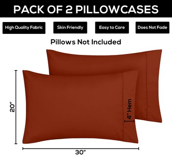 Foto 4 | Pack De 2 Fundas De Almohada Utopia Bedding Queen, Color Naranja, 50 X 75 Cm - Venta Internacional.