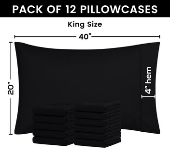 Foto 3 | Fundas De Almohada Utopia Bedding King, Tamaño King, 20 X 40 Cm, Paquete De 12 Unidades, Color Negro - Venta Interna