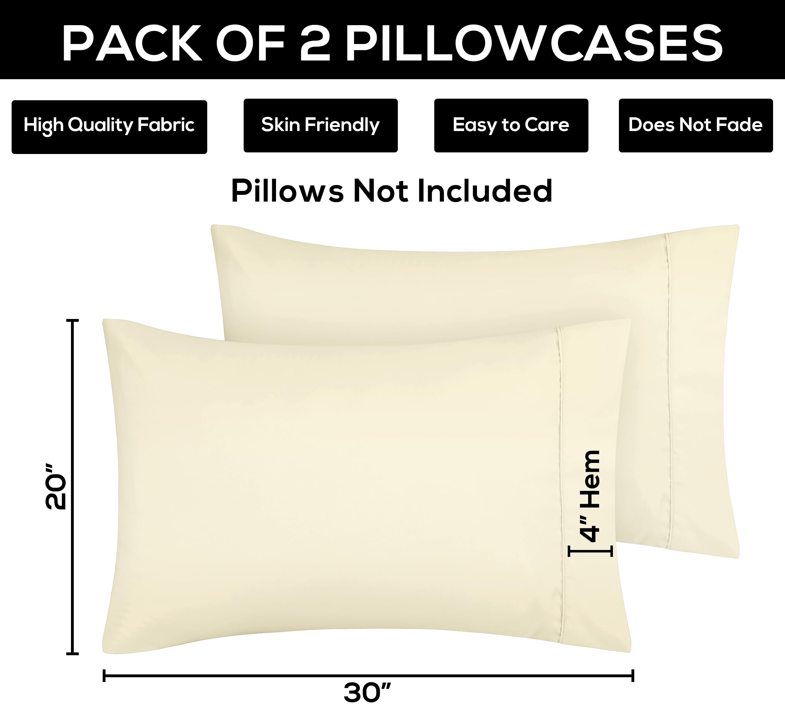 Foto 5 pulgar | Fundas De Almohada Utopia Bedding Queen, Paquete De 2 Unidades, Microfibra Suave, Color Marfil - Venta Internacional.