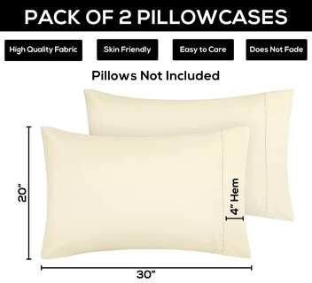 Foto 4 | Fundas De Almohada Utopia Bedding Queen, Paquete De 2 Unidades, Microfibra Suave, Color Marfil - Venta Internacional.