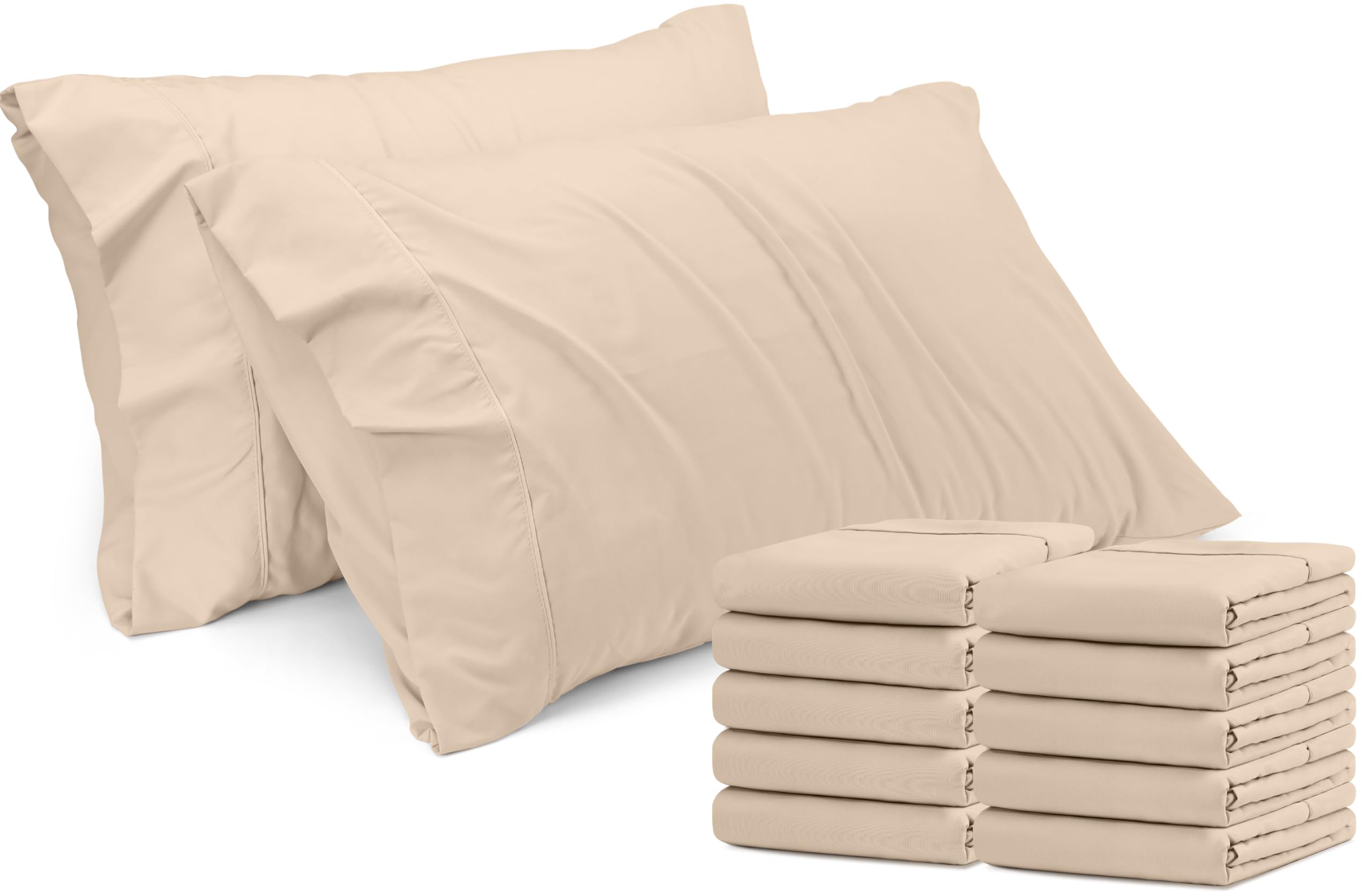 Fundas De Almohada Utopia Bedding Tamaño King, 20 X 40 Cm, Paquete De 12 Unidades, Color Beige - Venta Internacional.