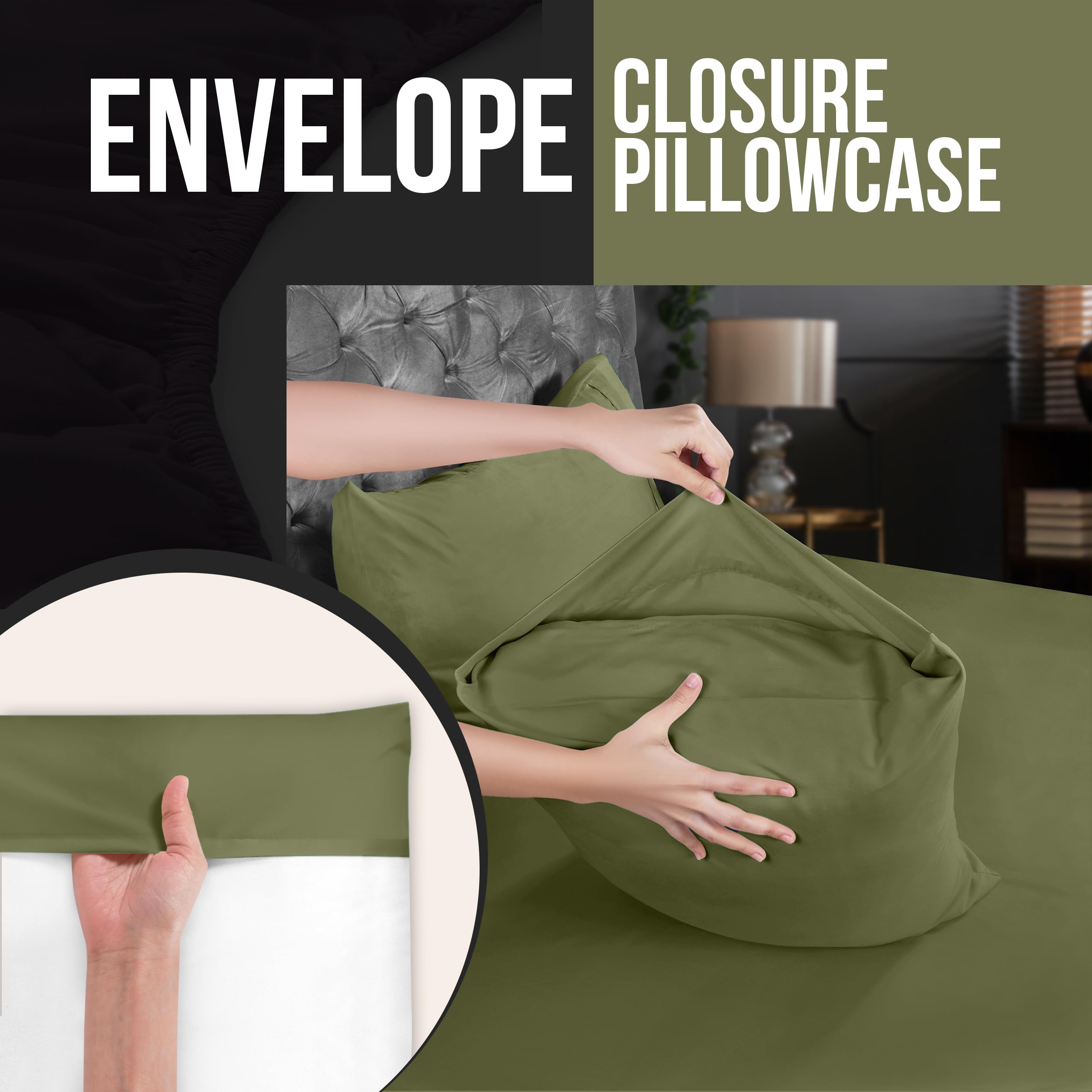 Foto 4 pulgar | Fundas De Almohada Utopia Bedding Queen Olive, 50 X 75 Cm, Paquete De 2 - Venta Internacional.