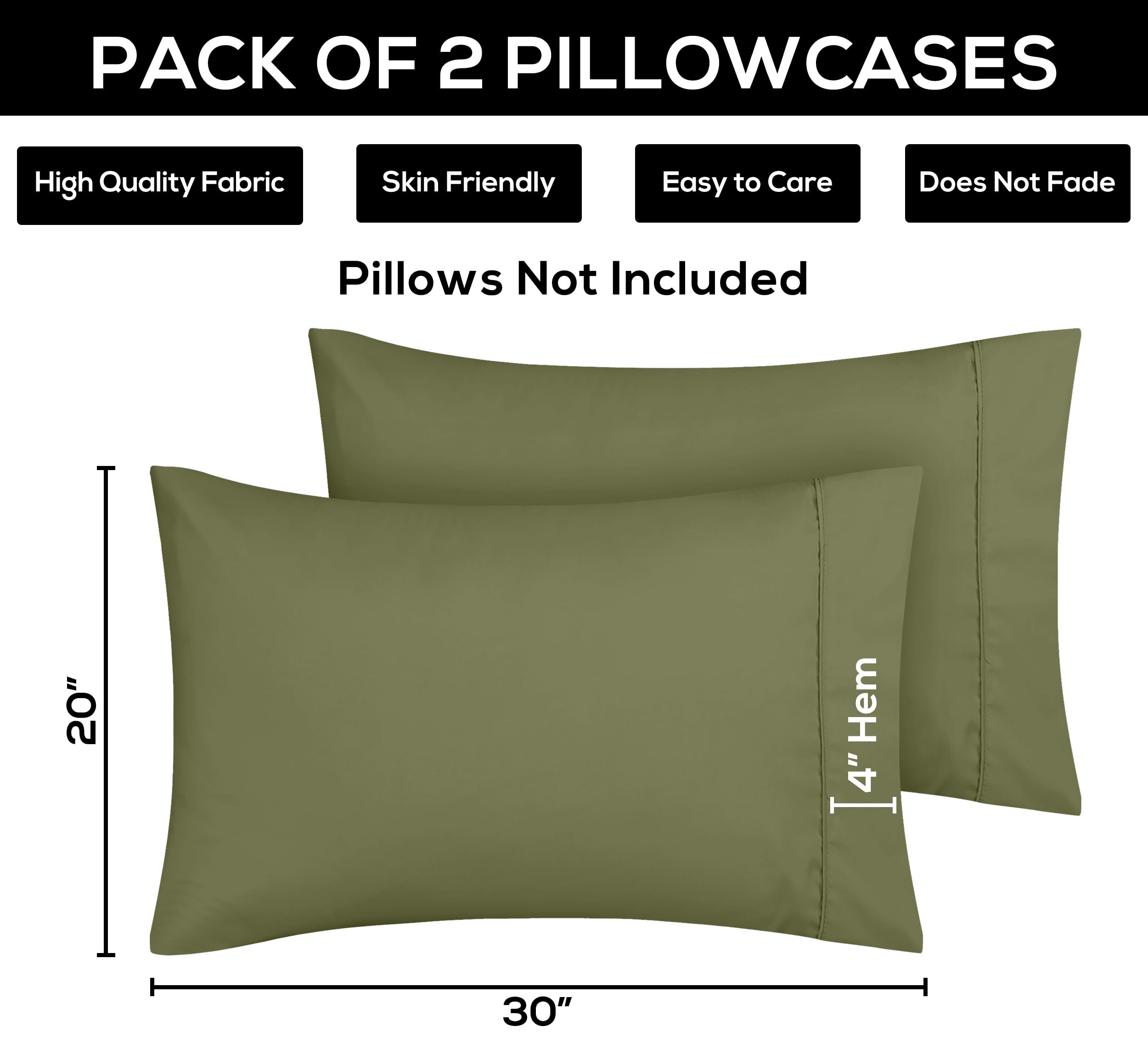 Foto 5 pulgar | Fundas De Almohada Utopia Bedding Queen Olive, 50 X 75 Cm, Paquete De 2 - Venta Internacional.
