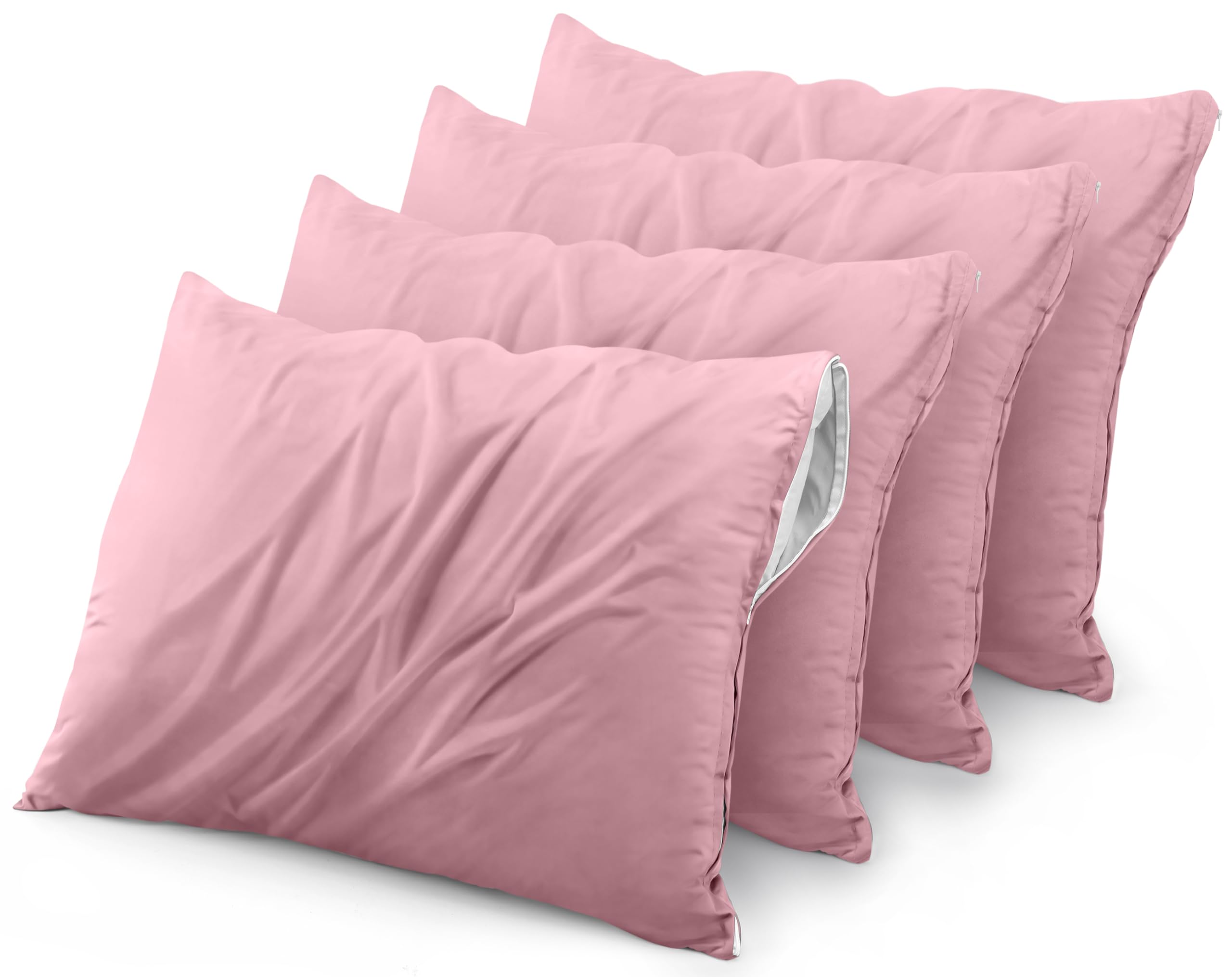 Protectores De Almohada Utopia Bedding, Impermeables, Estándar, Rosa, 4 Unidades - Venta Internacional.