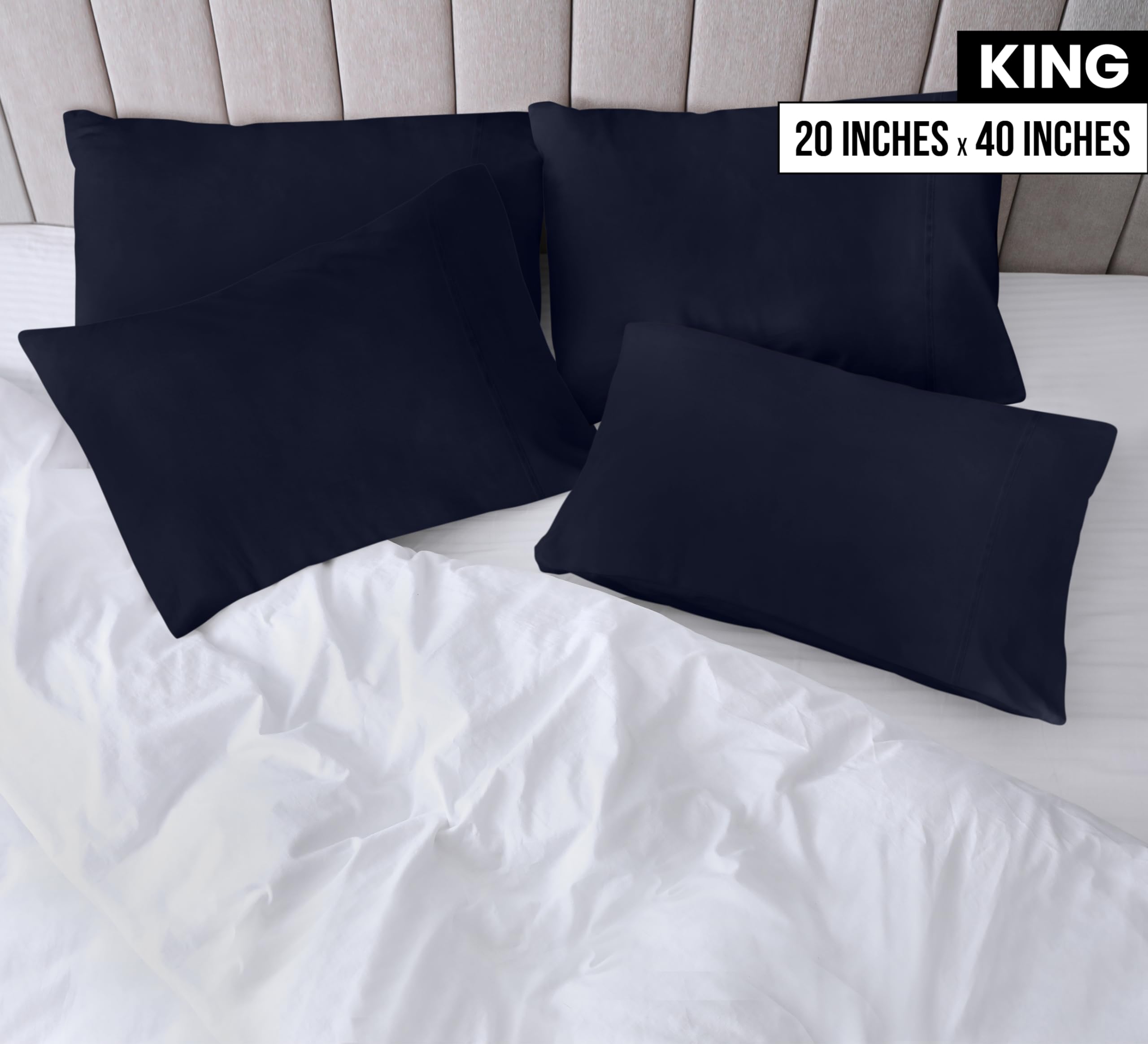 Foto 2 | Fundas De Almohada Utopia Bedding Tamaño King, 20 X 40 Cm, Paquete De 4 Unidades, Color Azul Marino - Venta Internaci