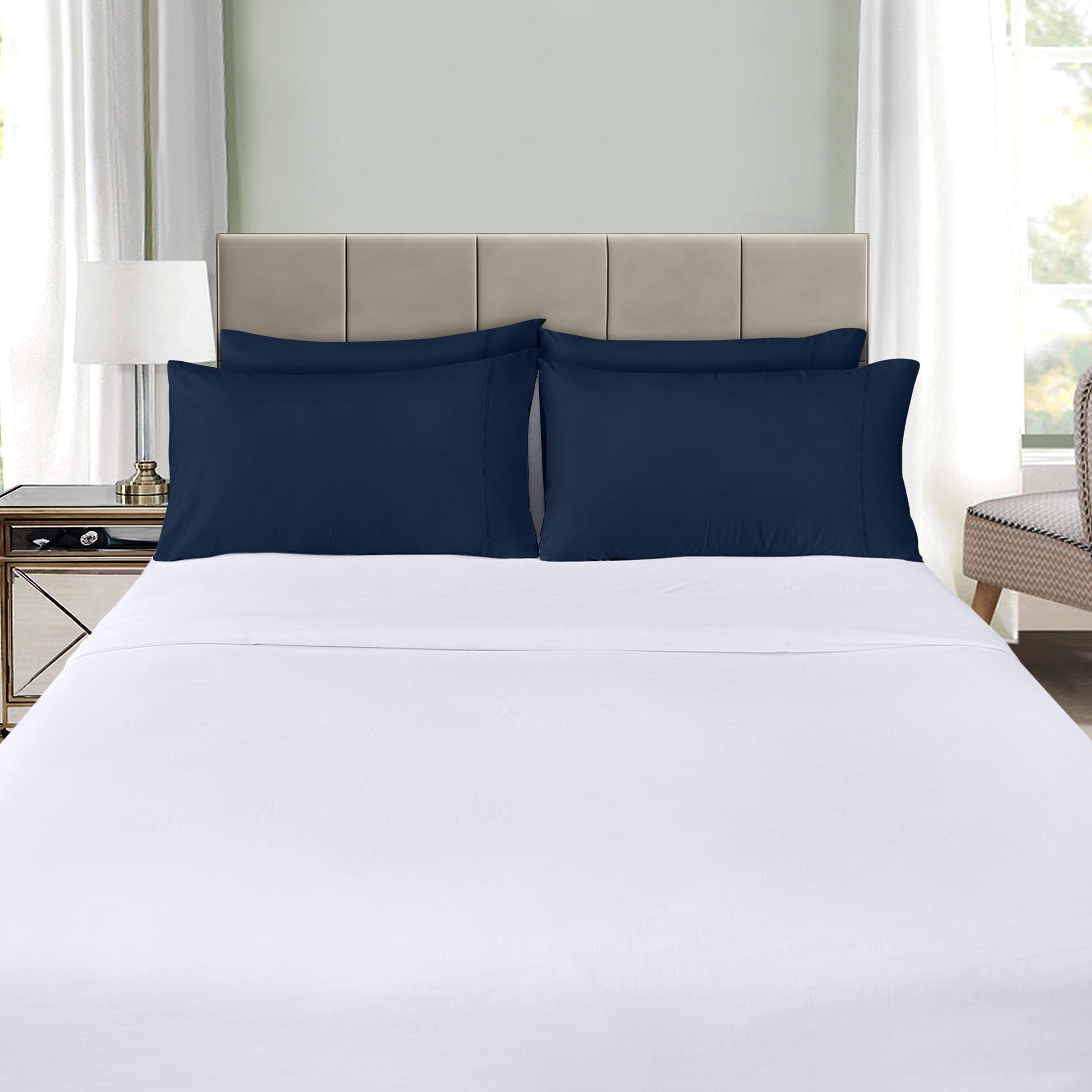 Foto 7 | Fundas De Almohada Utopia Bedding Tamaño King, 20 X 40 Cm, Paquete De 4 Unidades, Color Azul Marino - Venta Internaci