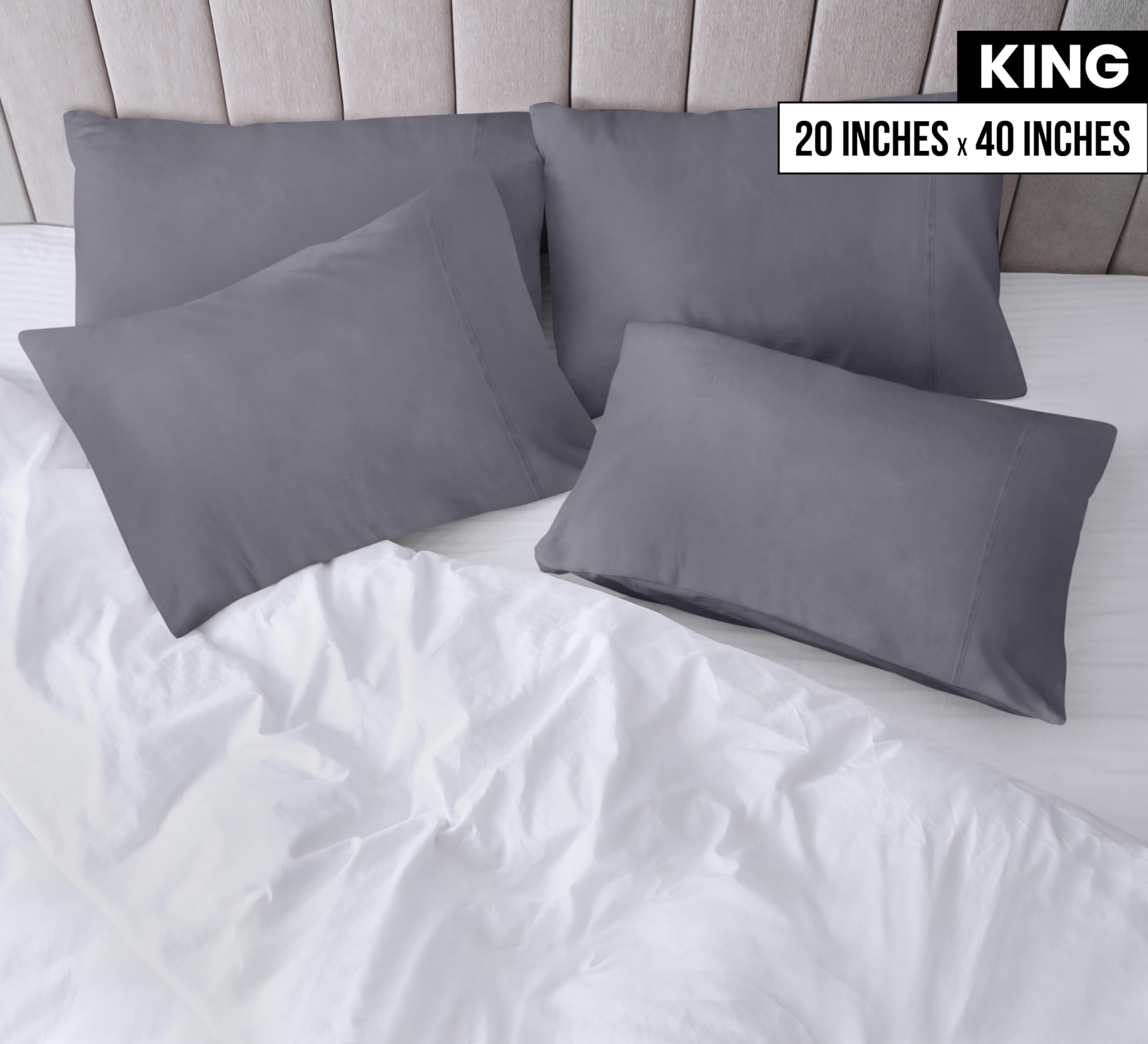 Foto 3 pulgar | Fundas De Almohada Utopia Bedding King, Tamaño King, 20 X 40 Cm, Paquete De 12, Color Gris - Venta Internacional.