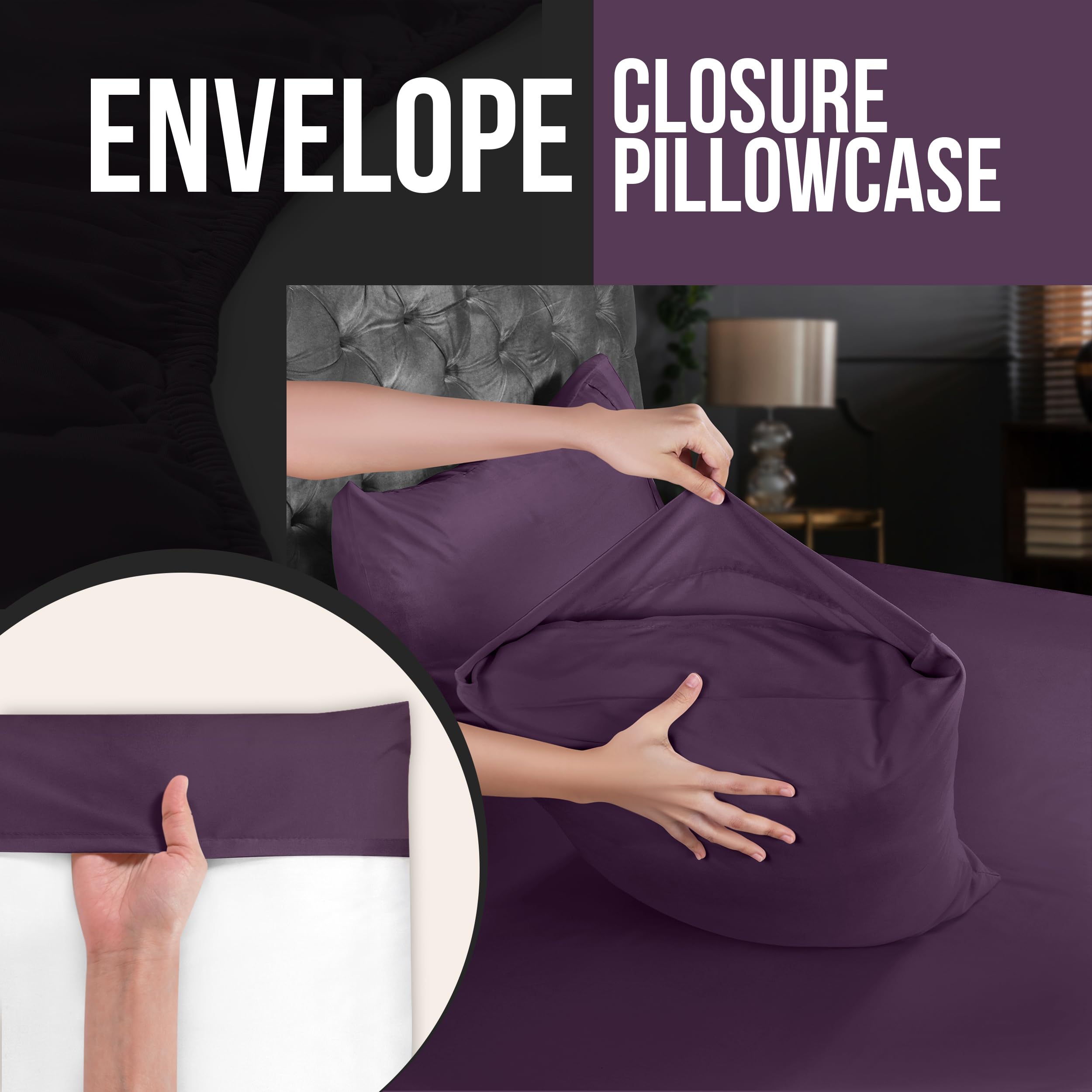 Foto 4 pulgar | Fundas De Almohada Utopia Bedding Queen, Microfibra, Color Morado, X2 - Venta Internacional.
