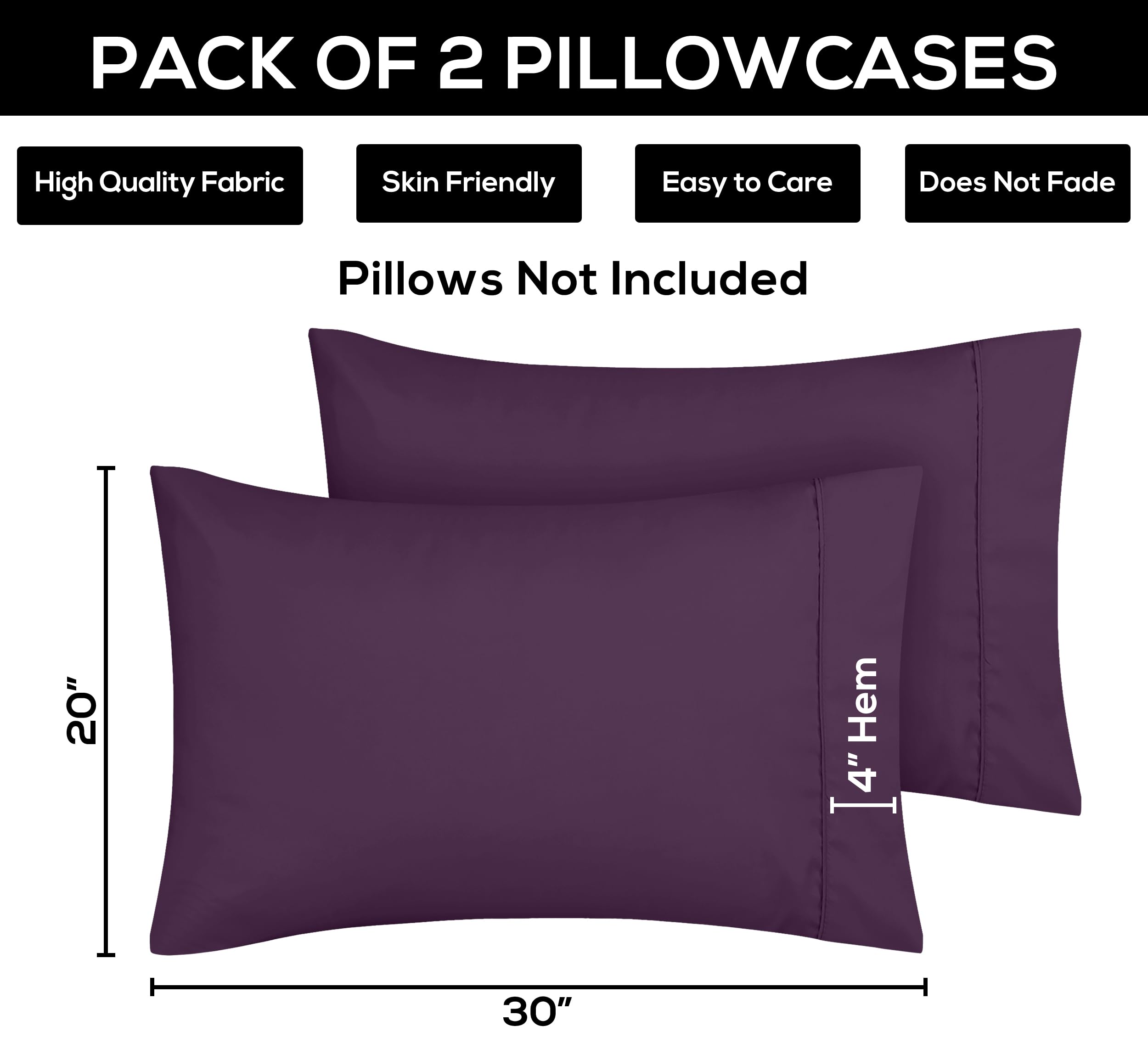 Foto 5 pulgar | Fundas De Almohada Utopia Bedding Queen, Microfibra, Color Morado, X2 - Venta Internacional.