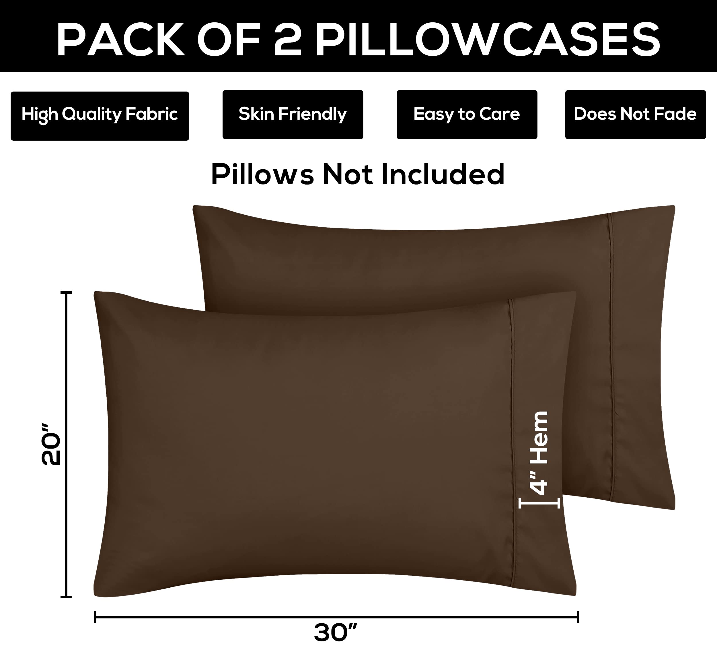 Foto 5 pulgar | Fundas De Almohada Utopia Bedding Queen, Paquete De 2 Unidades, Microfibra Marrón - Venta Internacional.
