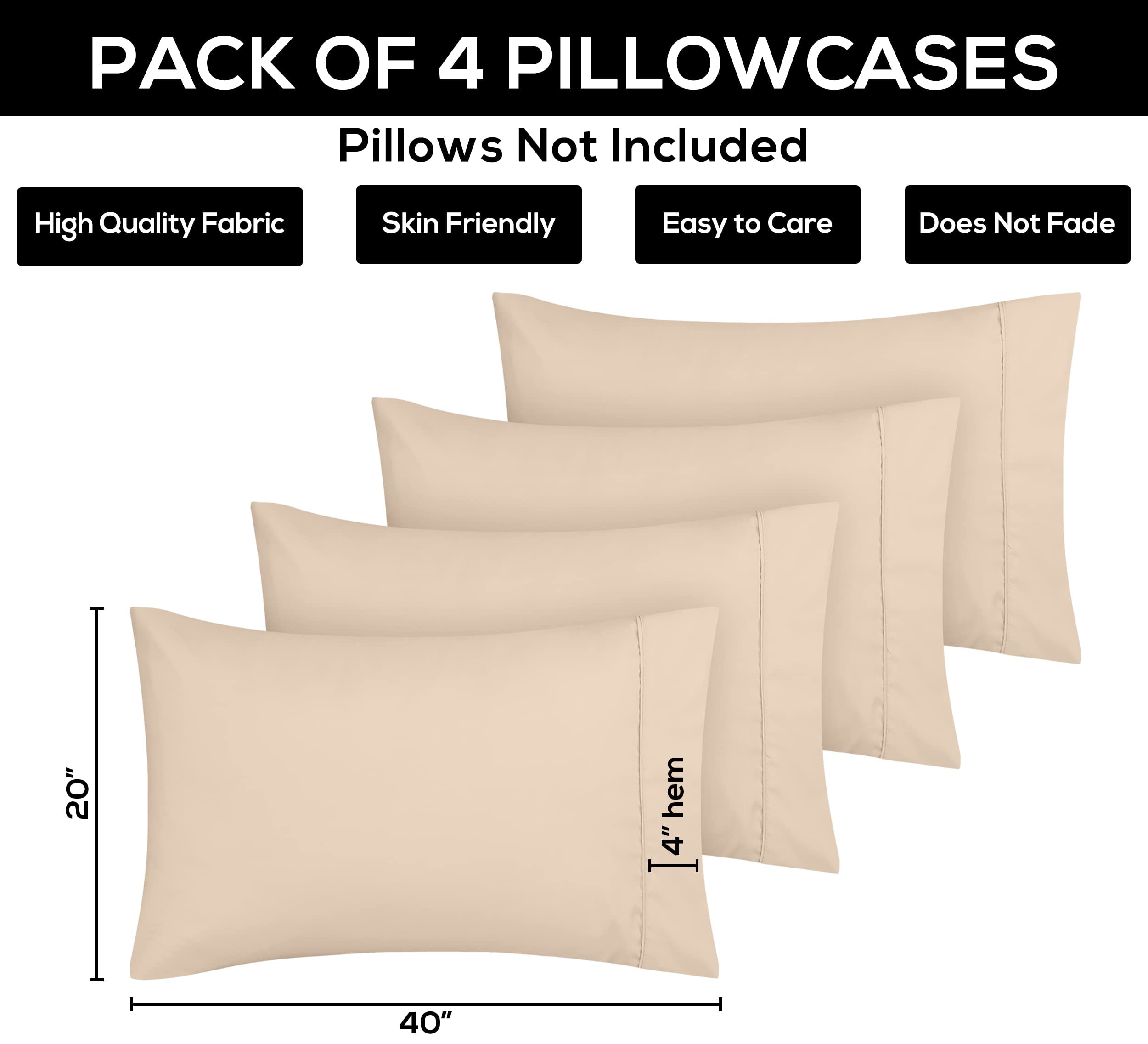 Foto 4 pulgar | Fundas De Almohada Utopia Bedding King, Paquete De 4 Unidades, 20 X 40 Cm, Microfibra - Venta Internacional.
