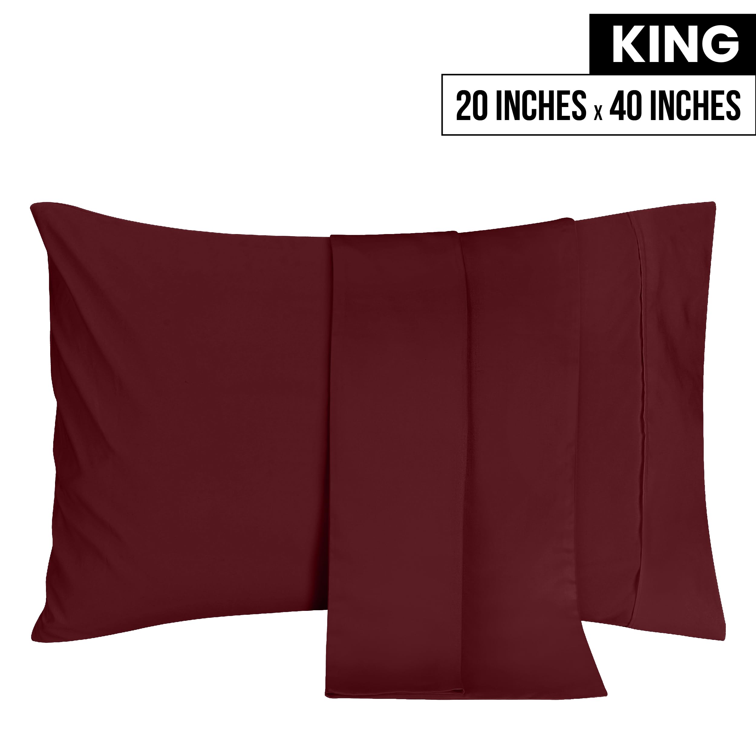 Foto 3 pulgar | Fundas De Almohada Utopia Bedding King De 50 X 100 Cm, 2 Unidades, Color Burdeos - Venta Internacional.