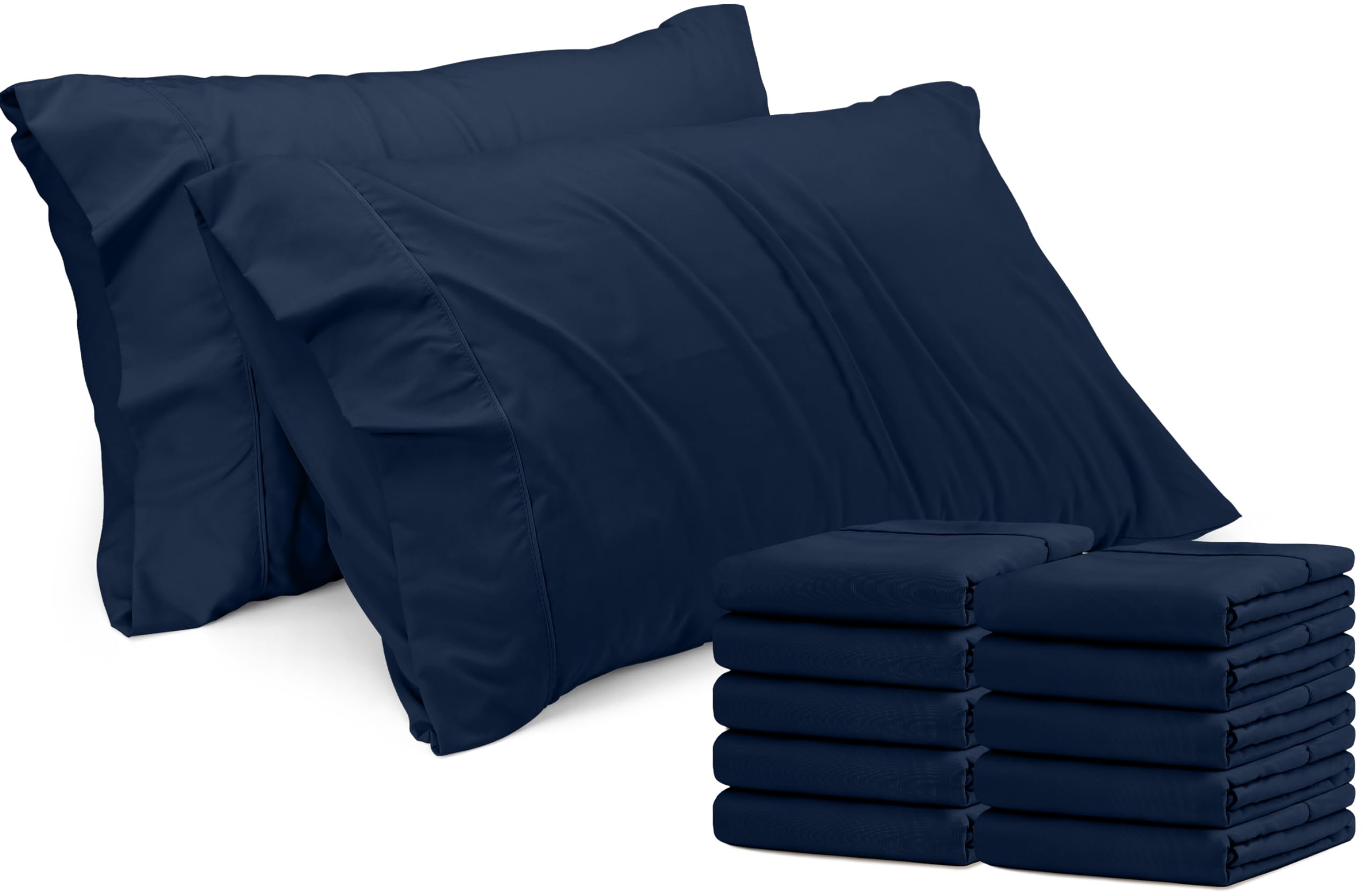 Fundas De Almohada Utopia Bedding Tamaño King, 20 X 40 Cm, Paquete De 12 Unidades, Color Azul Marino - Venta Interna