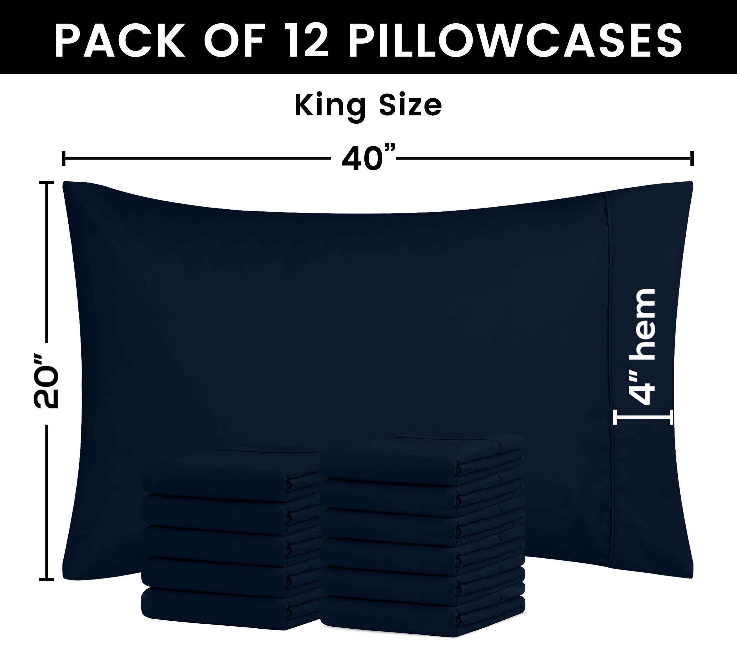 Foto 4 pulgar | Fundas De Almohada Utopia Bedding Tamaño King, 20 X 40 Cm, Paquete De 12 Unidades, Color Azul Marino - Venta Interna