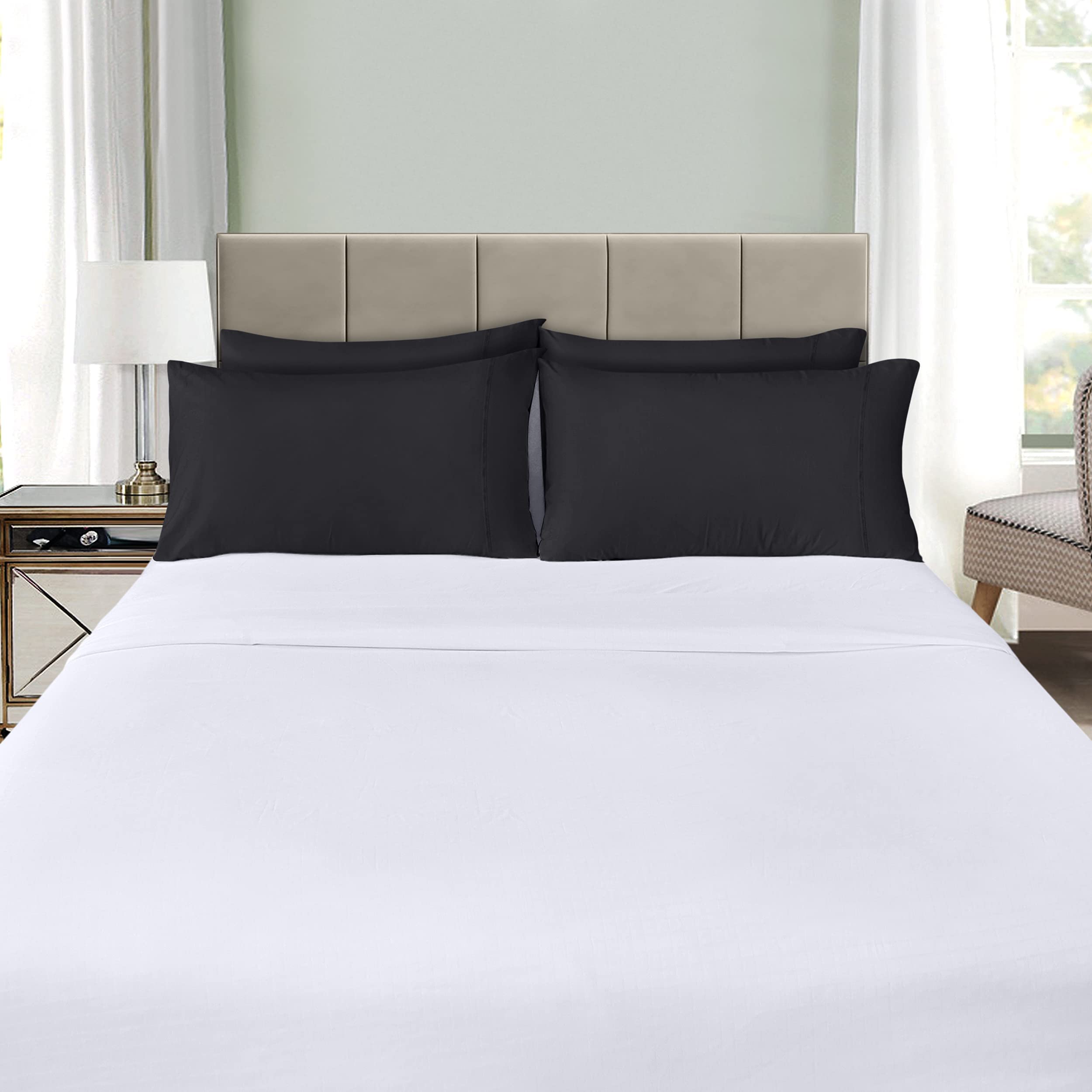 Foto 7 | Funda De Almohada Utopia Bedding Tamaño King, 20 X 40 Cm, Paquete De 4 Unidades, Color Negro - Venta Internacional.