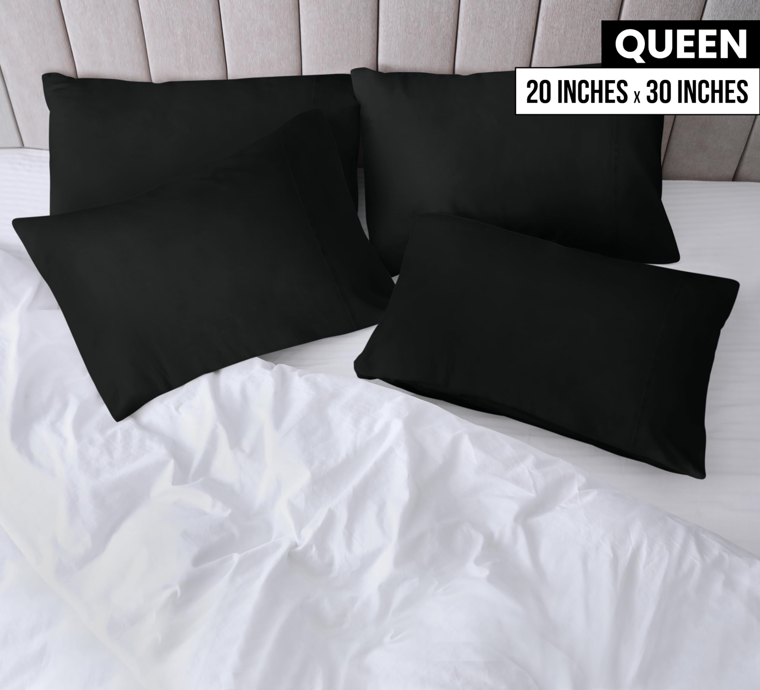 Foto 3 pulgar | Funda De Almohada Utopia Bedding Tamaño Queen, 20 X 30 Cm, Paquete De 4 Unidades, Color Negro - Venta Internacional.