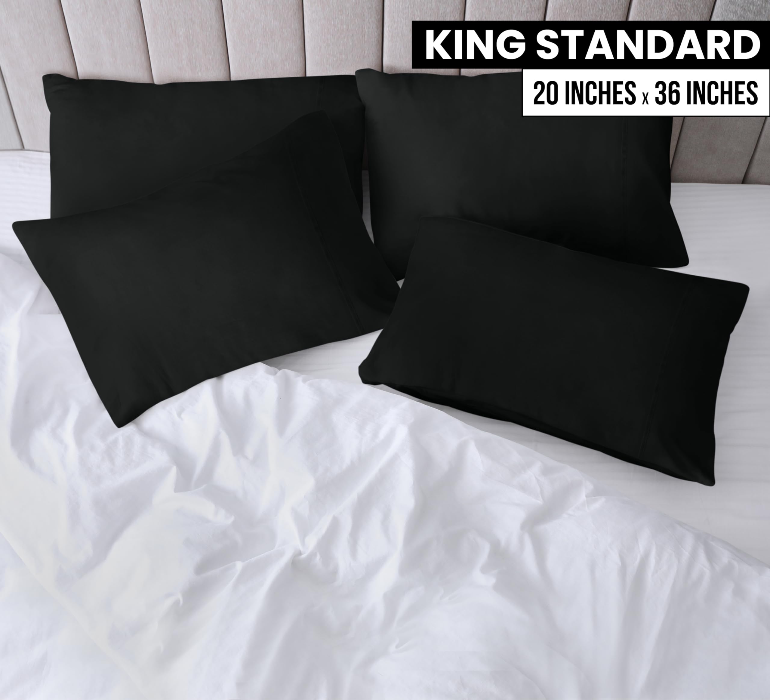 Foto 3 pulgar | Fundas De Almohada Utopia Bedding King Standard, Paquete De 4, Color Negro - Venta Internacional.