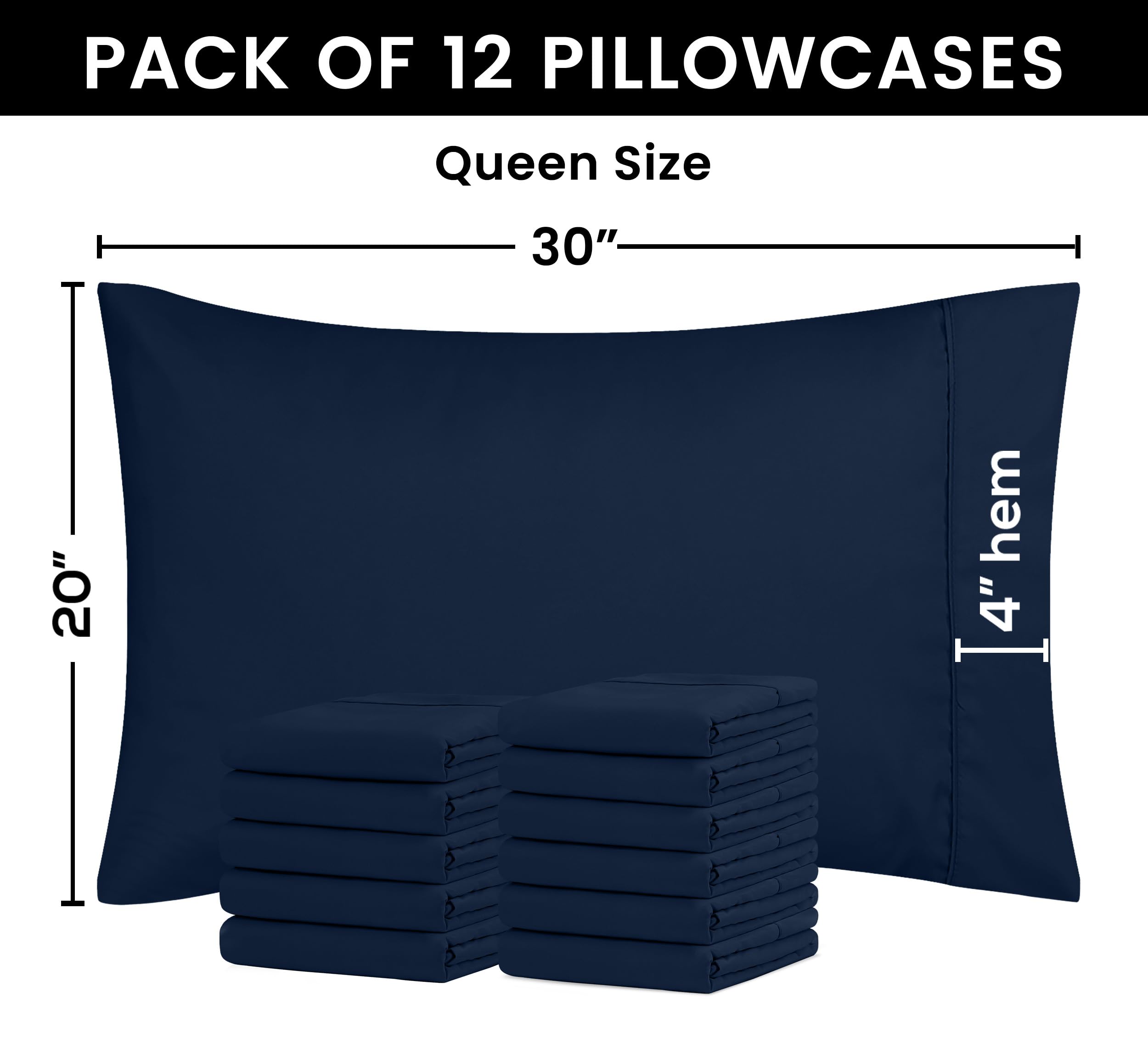 Foto 3 pulgar | Fundas De Almohada Utopia Bedding Tamaño Queen, 20 X 30 Cm, Paquete De 12 - Venta Internacional.