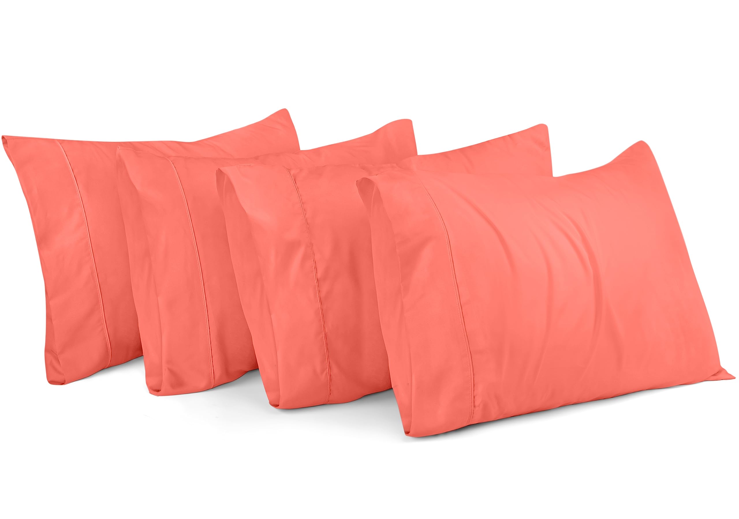 Fundas De Almohada Utopia Bedding Tamaño King, 20 X 40 Cm, Paquete De 4, Color Coral - Venta Internacional.
