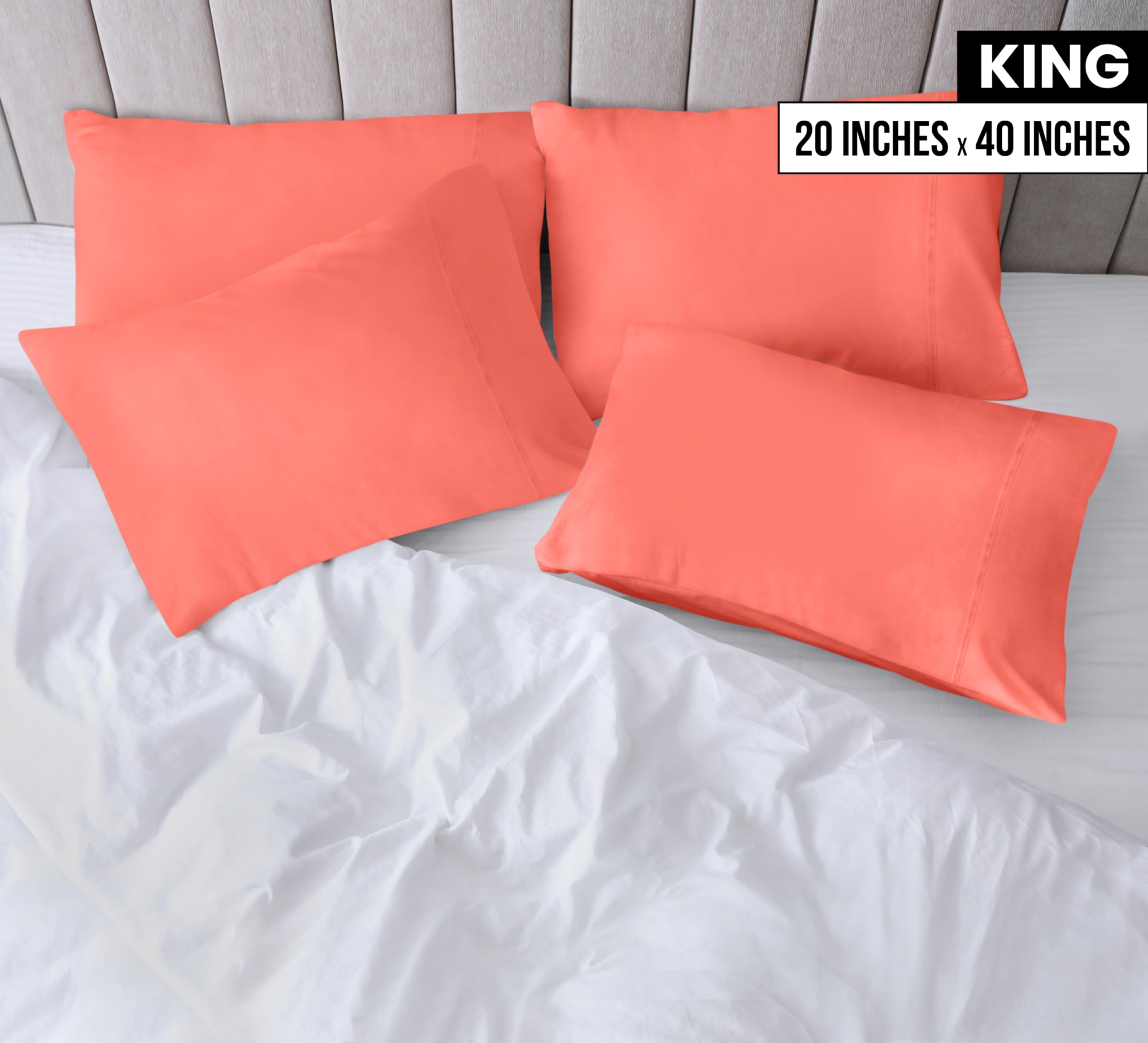 Foto 3 pulgar | Fundas De Almohada Utopia Bedding Tamaño King, 20 X 40 Cm, Paquete De 4, Color Coral - Venta Internacional.