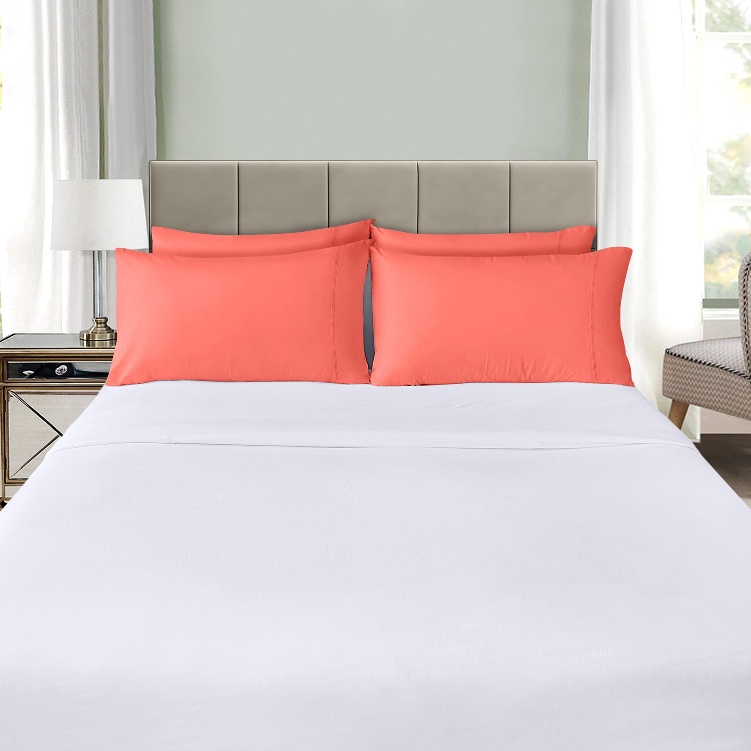 Foto 8 pulgar | Fundas De Almohada Utopia Bedding Tamaño King, 20 X 40 Cm, Paquete De 4, Color Coral - Venta Internacional.