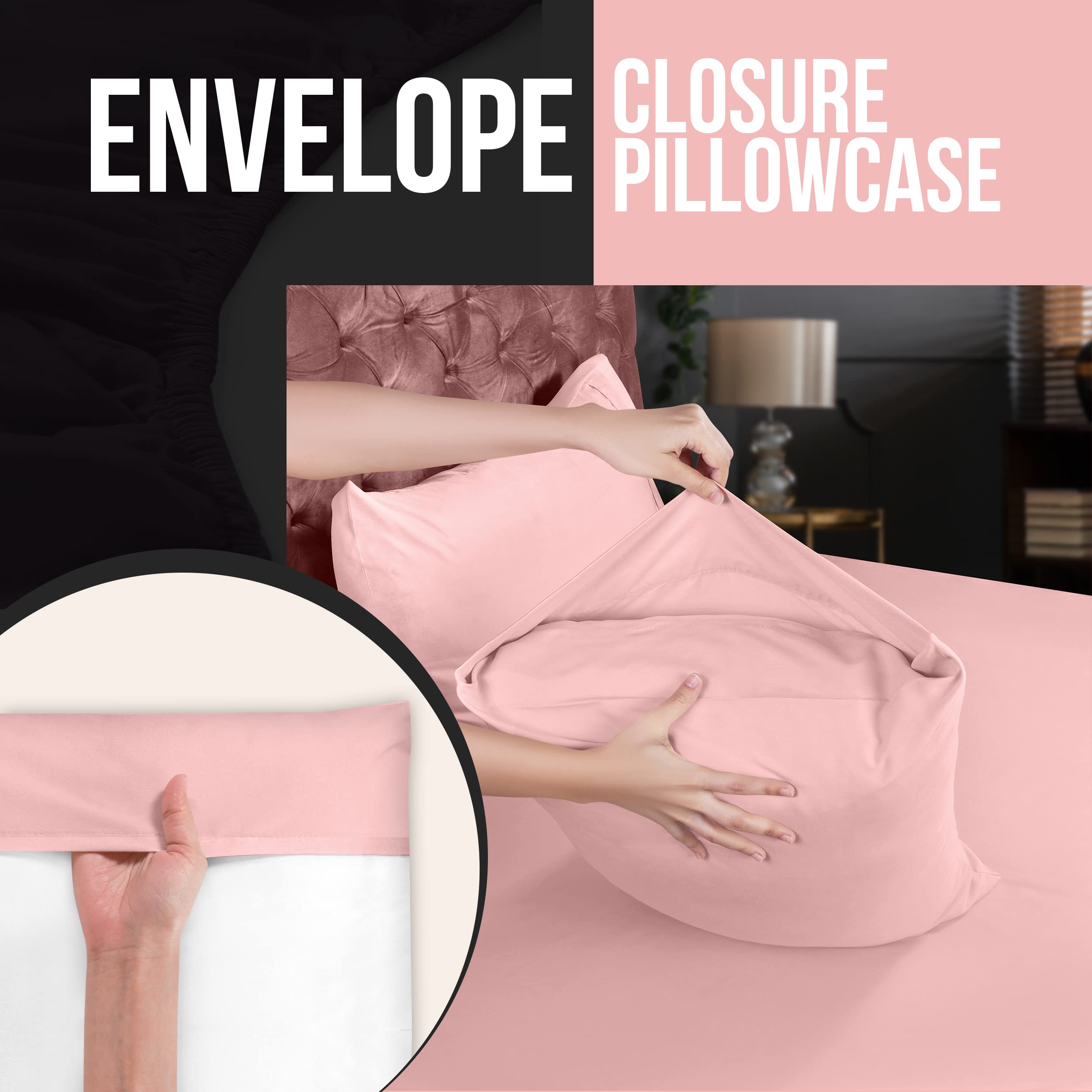 Foto 5 pulgar | Fundas De Almohada Utopia Bedding Tamaño King, 20 X 40 Cm, Paquete De 4 Unidades, Color Rosa - Venta Internacional.