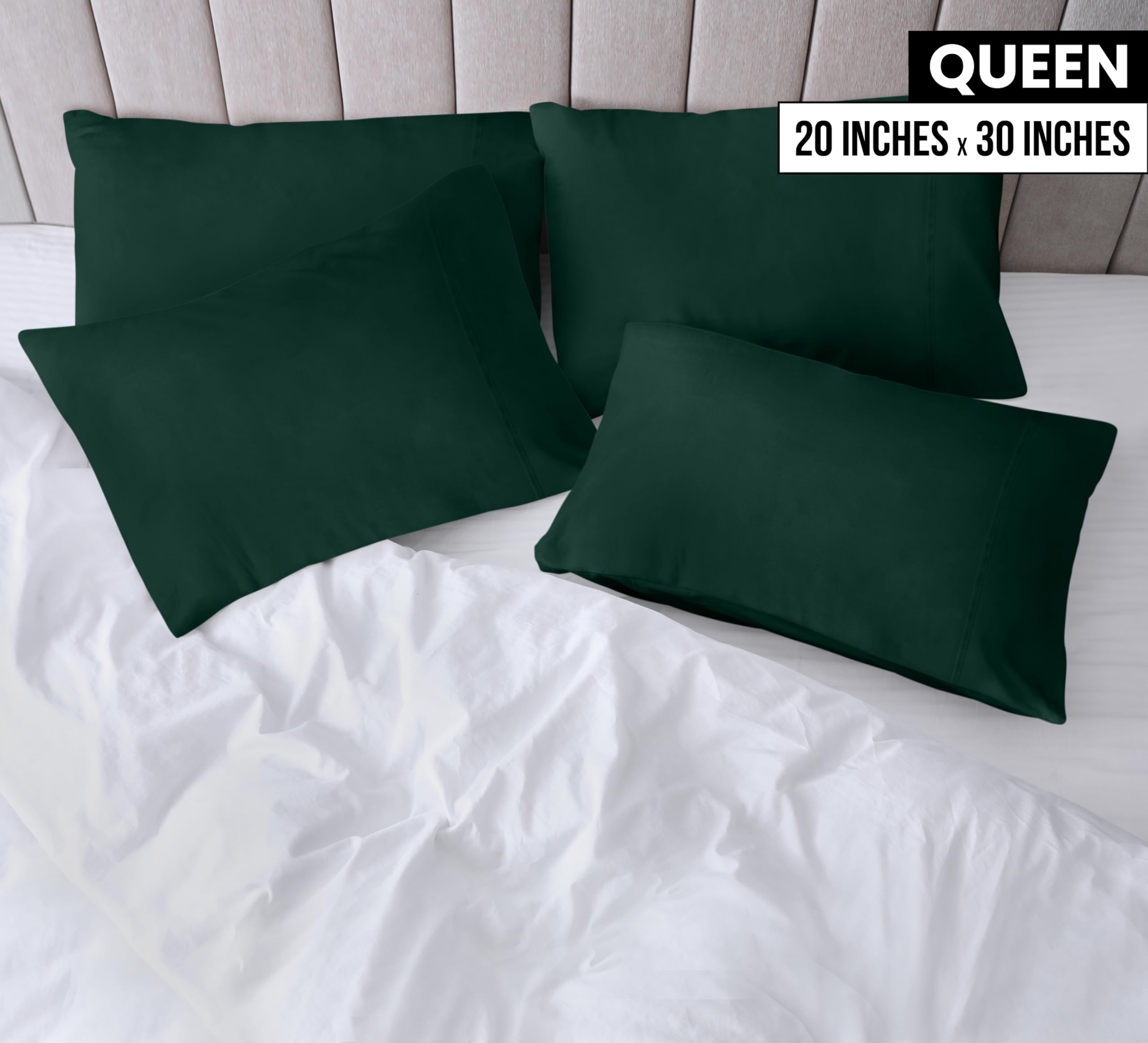 Foto 2 | Pack De 4 Fundas De Almohada Utopia Bedding Tamaño Queen, Color Esmeralda - Venta Internacional.