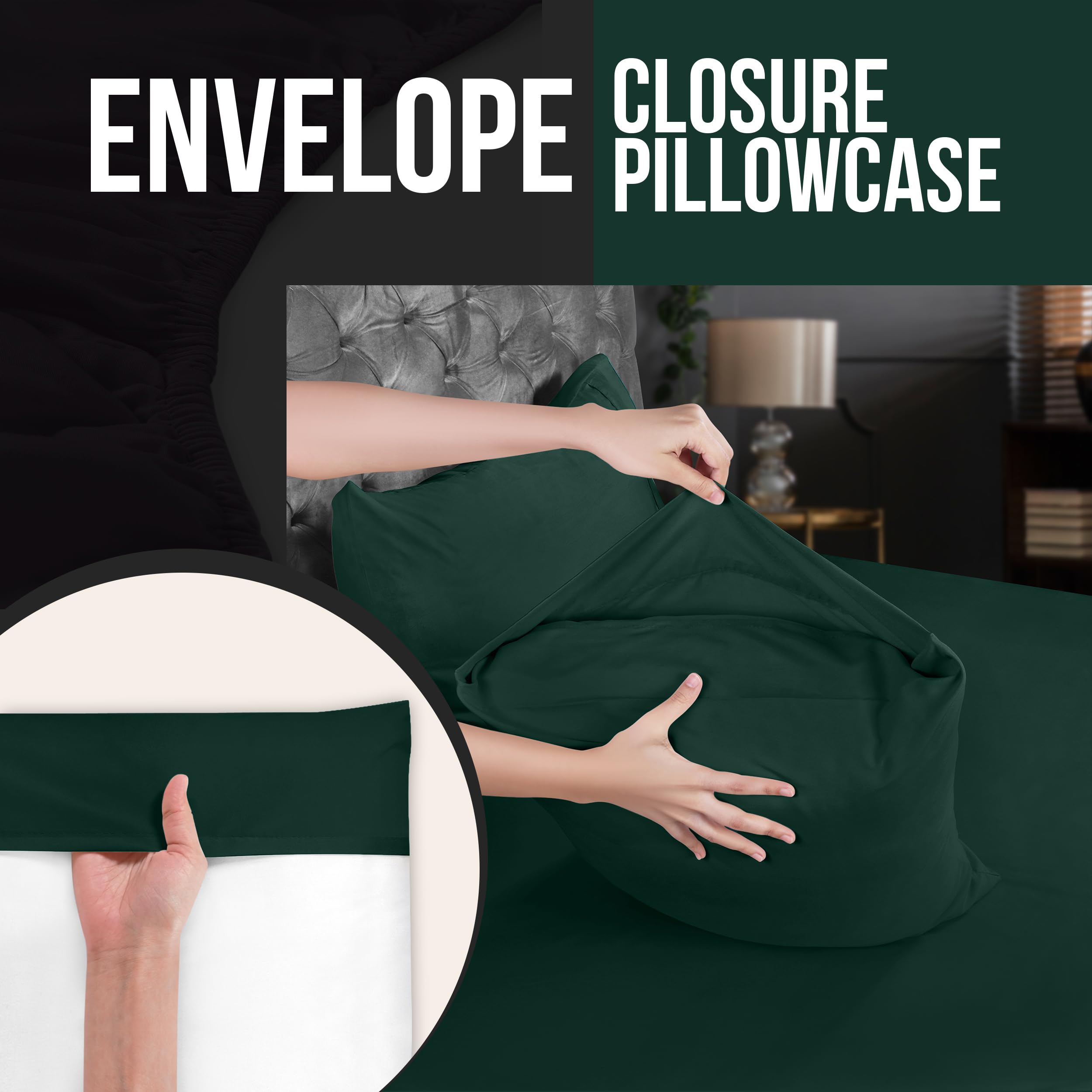 Foto 5 pulgar | Pack De 4 Fundas De Almohada Utopia Bedding Tamaño Queen, Color Esmeralda - Venta Internacional.