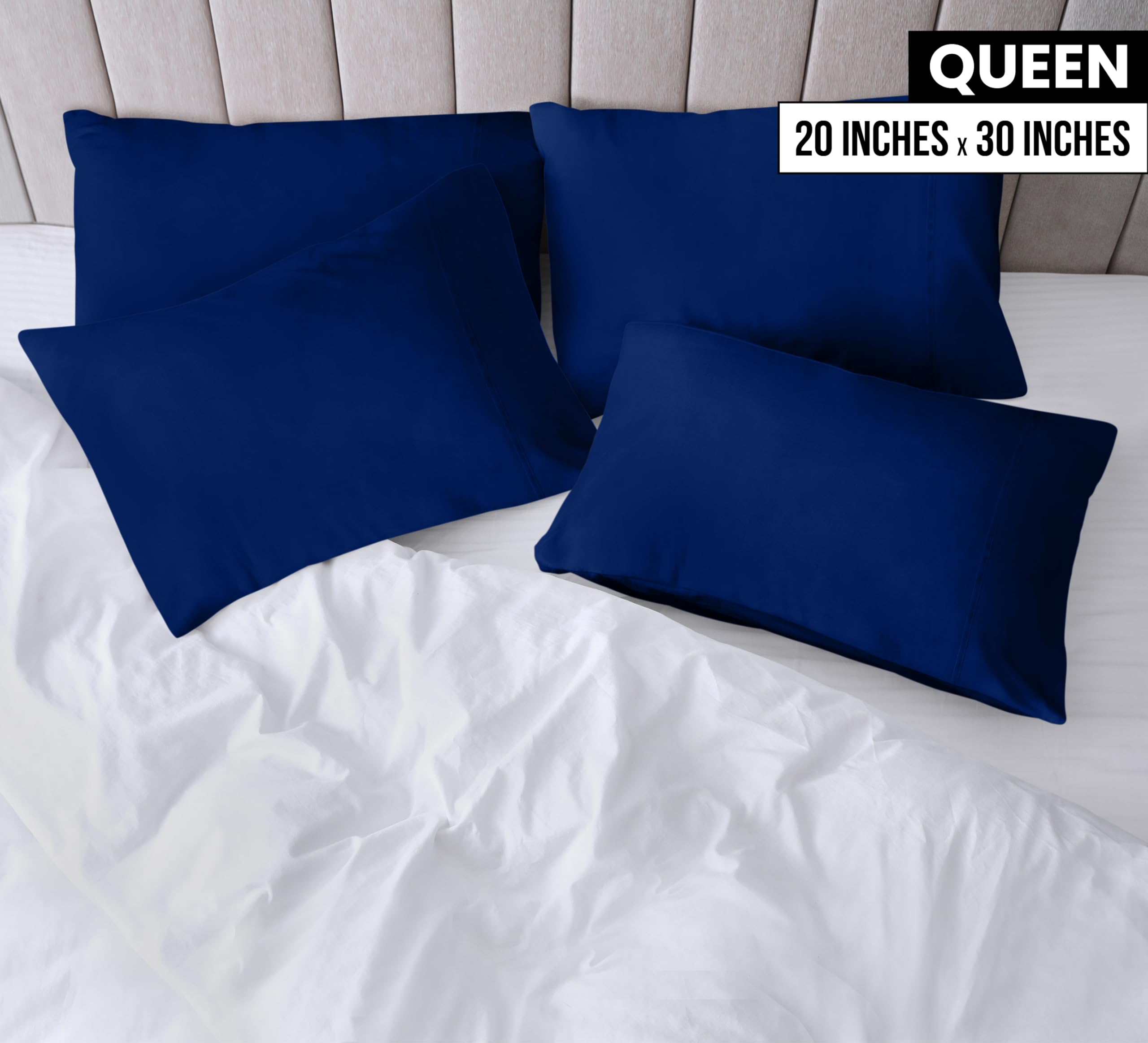 Foto 3 pulgar | Pack De 4 Fundas De Almohada Utopia Bedding, Tamaño Queen, Color Azul Real - Venta Internacional.