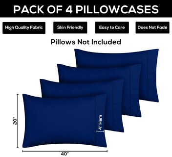 Foto 3 | Pack De 4 Fundas De Almohada Utopia Bedding, Tamaño Queen, Color Azul Real - Venta Internacional.