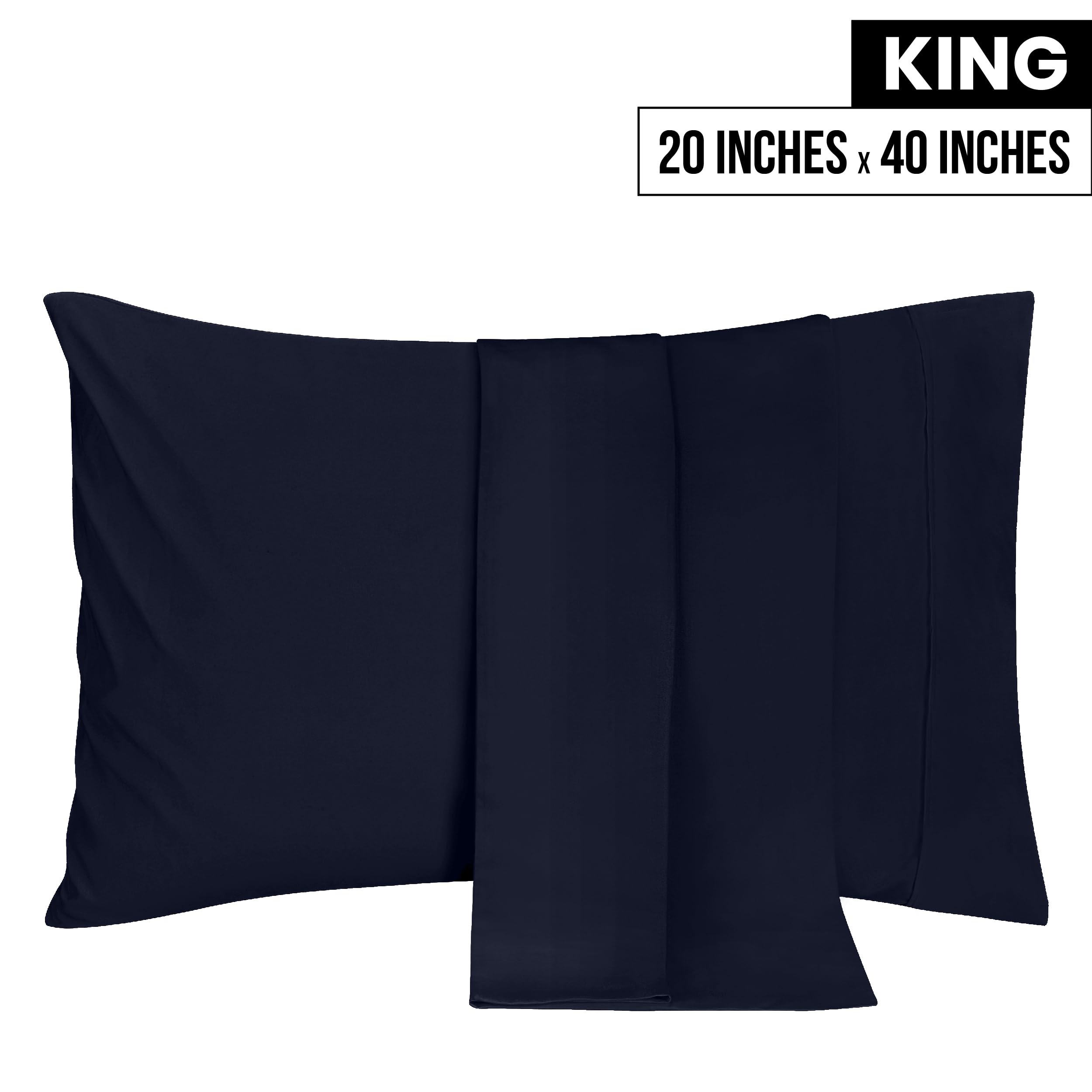Foto 3 pulgar | Fundas De Almohada Utopia Bedding King De 50 X 100 Cm, Paquete De 2 Unidades, Microfibra Azul Marino - Venta Internac