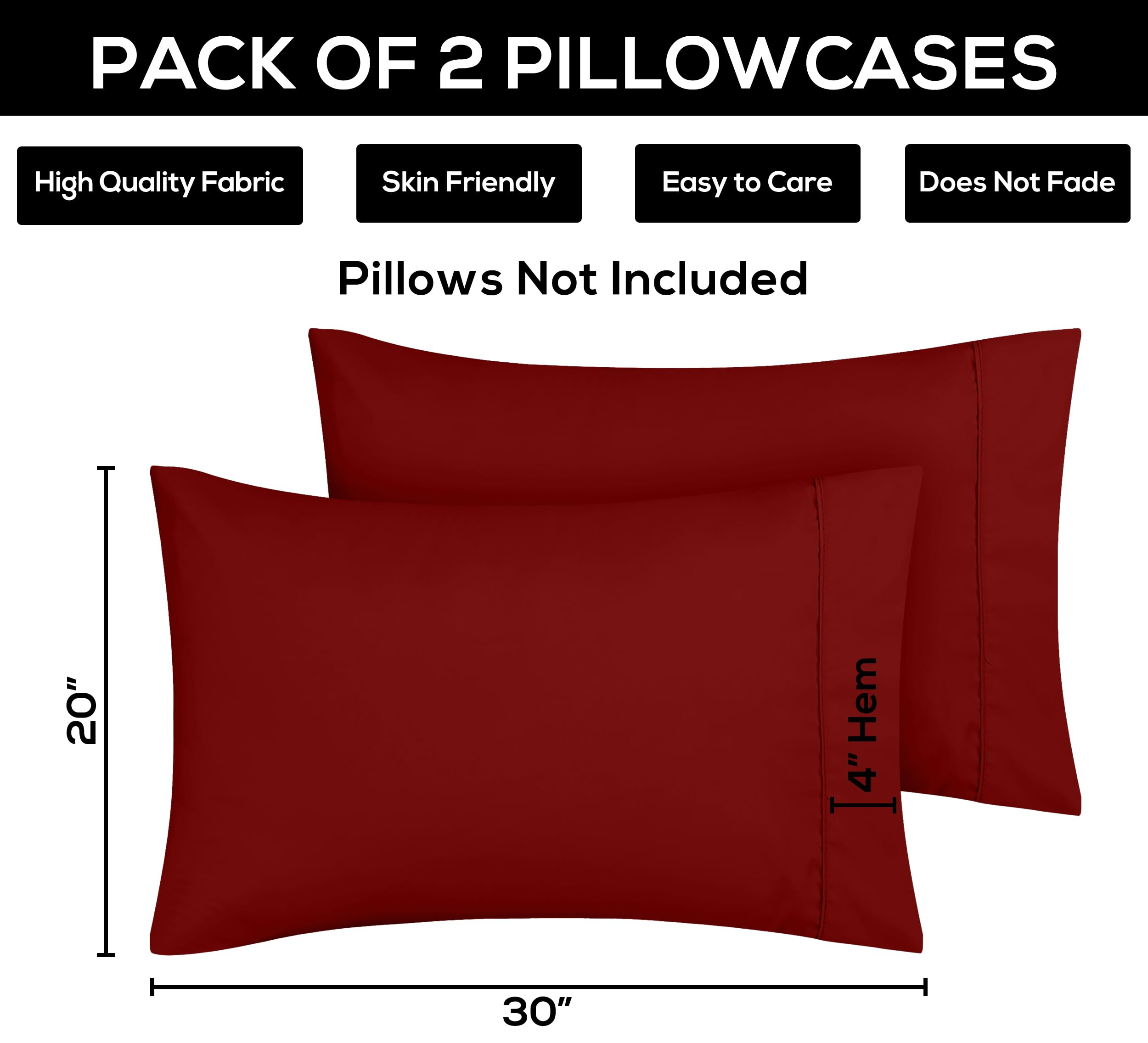 Foto 6 | Fundas De Almohada Utopia Bedding Standard, 20 X 26 Cm, 2 Unidades, Color Rojo - Venta Internacional.