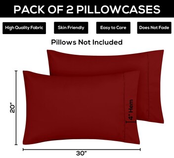 Foto 6 | Fundas De Almohada Utopia Bedding Standard, 20 X 26 Cm, 2 Unidades, Color Rojo - Venta Internacional.