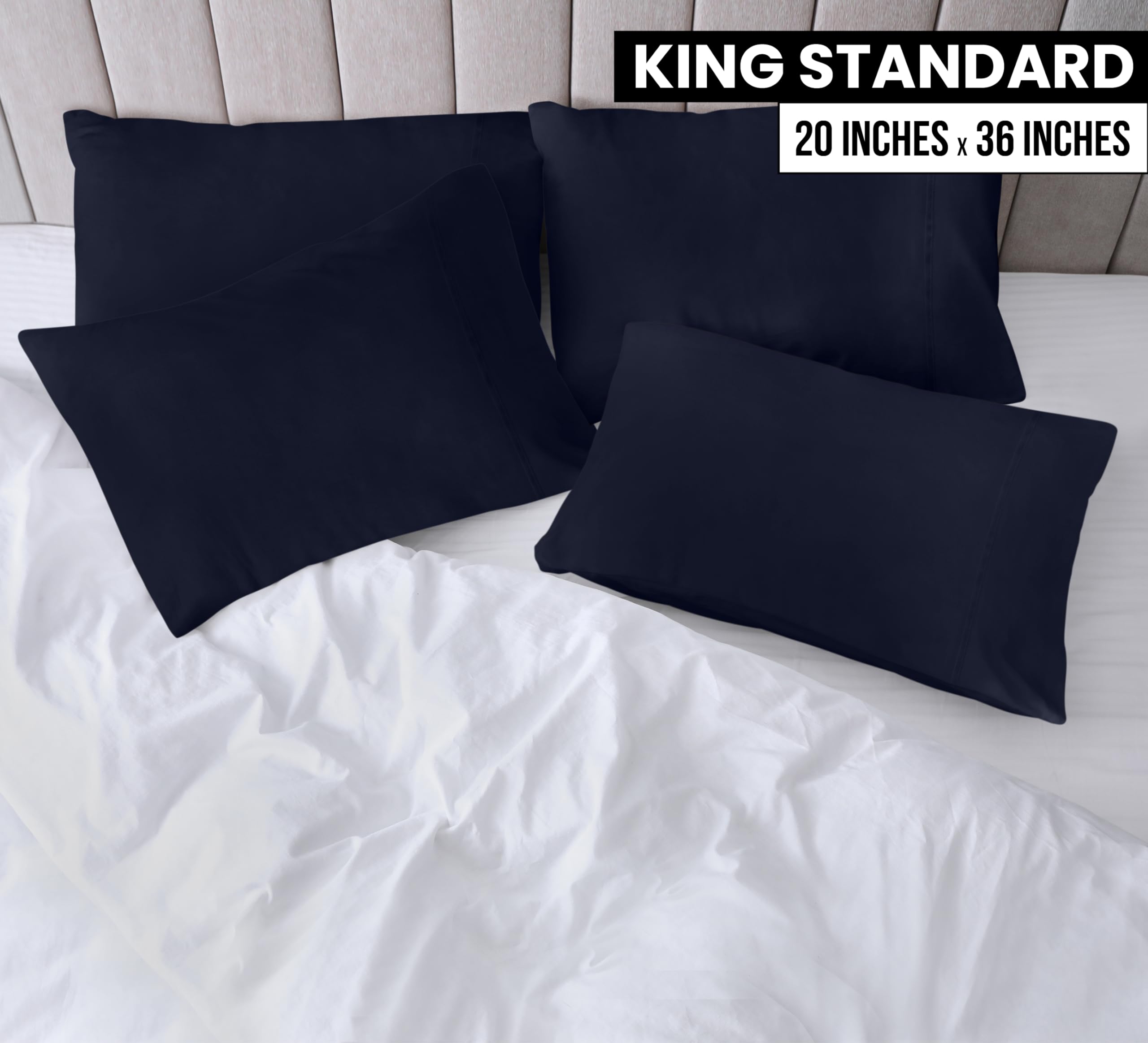 Foto 3 pulgar | Fundas De Almohada Utopia Bedding King Standard, Paquete De 4 Unidades, 50 X 90 Cm, Color Azul Marino - Venta Intern