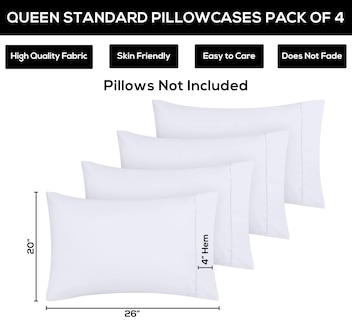 Foto 3 | Fundas De Almohada Utopia Bedding, Tamaño Estándar, 20 X 26 Pulgadas, Paquete De 4 - Venta Internacional.