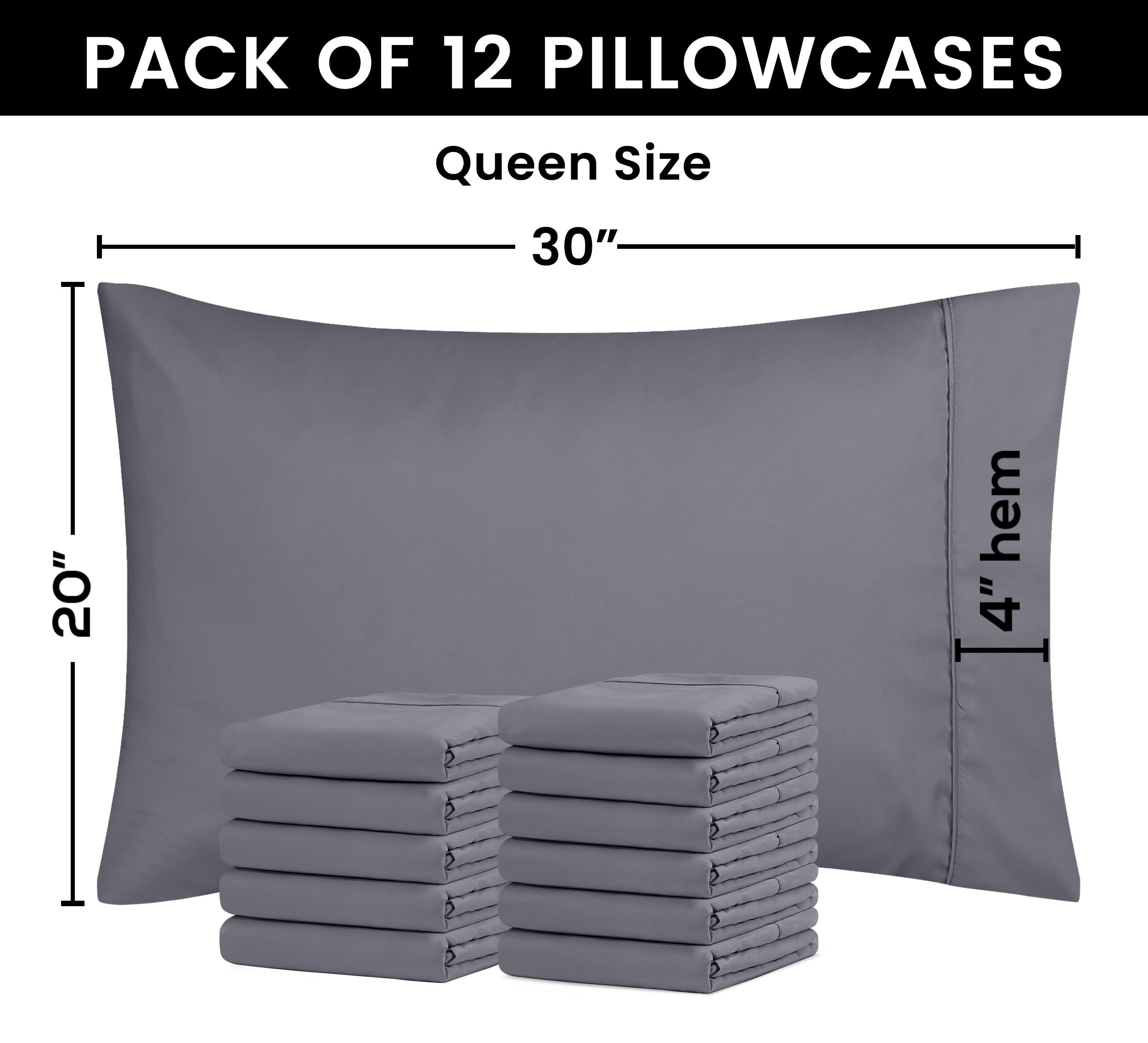 Foto 4 pulgar | Fundas De Almohada Utopia Bedding Tamaño Queen, 20 X 30 Cm, Paquete De 12 - Venta Internacional.