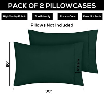 Foto 4 | Pack De 2 Fundas De Almohada Utopia Bedding Queen Emerald De Microfibra - Venta Internacional.