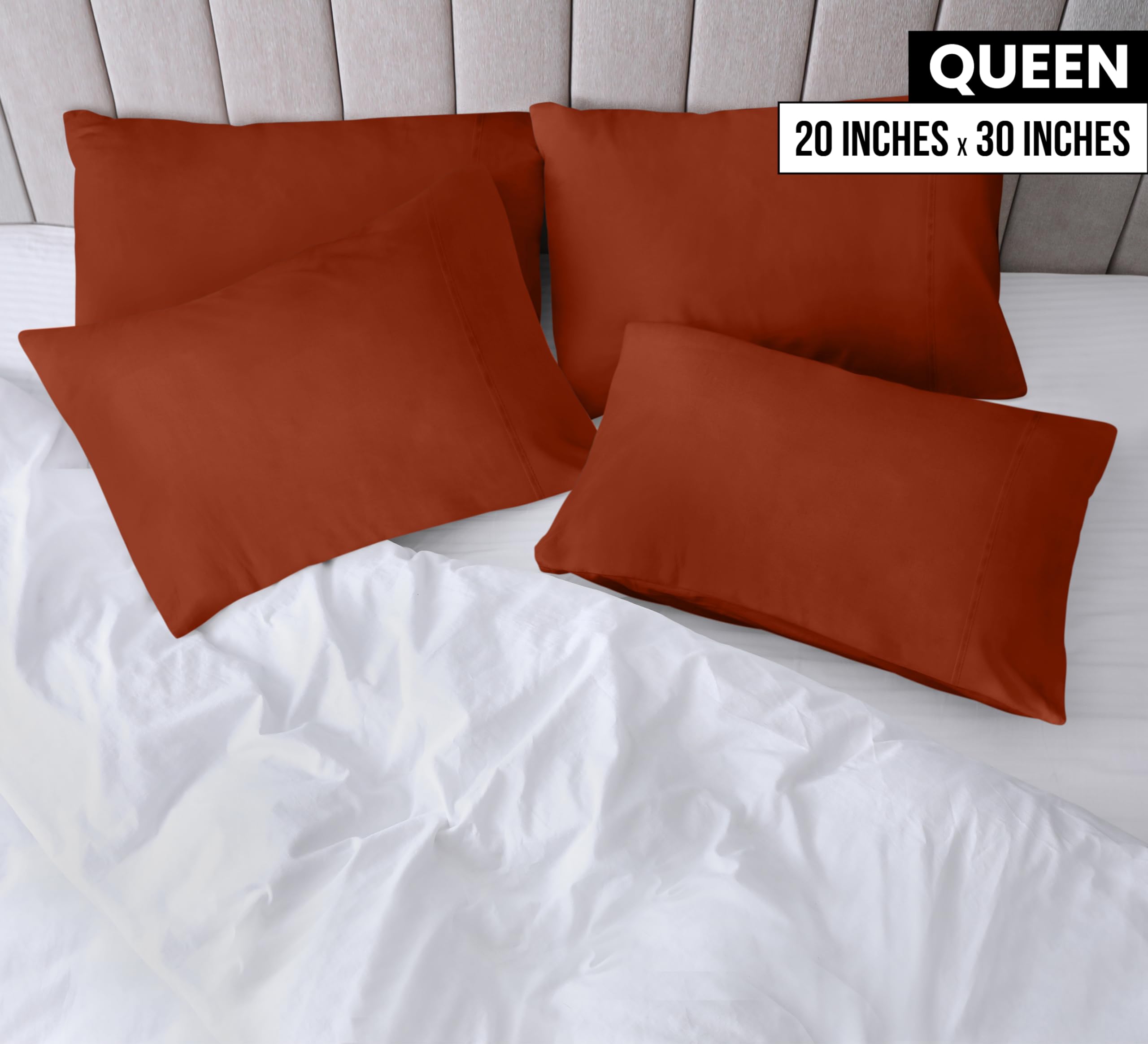 Foto 3 pulgar | Fundas De Almohada Utopia Bedding Queen, Paquete De 4 Unidades, Microfibra, Color Naranja - Venta Internacional.