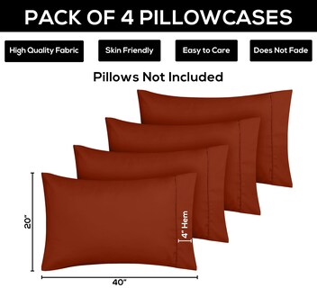 Foto 3 | Fundas De Almohada Utopia Bedding Queen, Paquete De 4 Unidades, Microfibra, Color Naranja - Venta Internacional.
