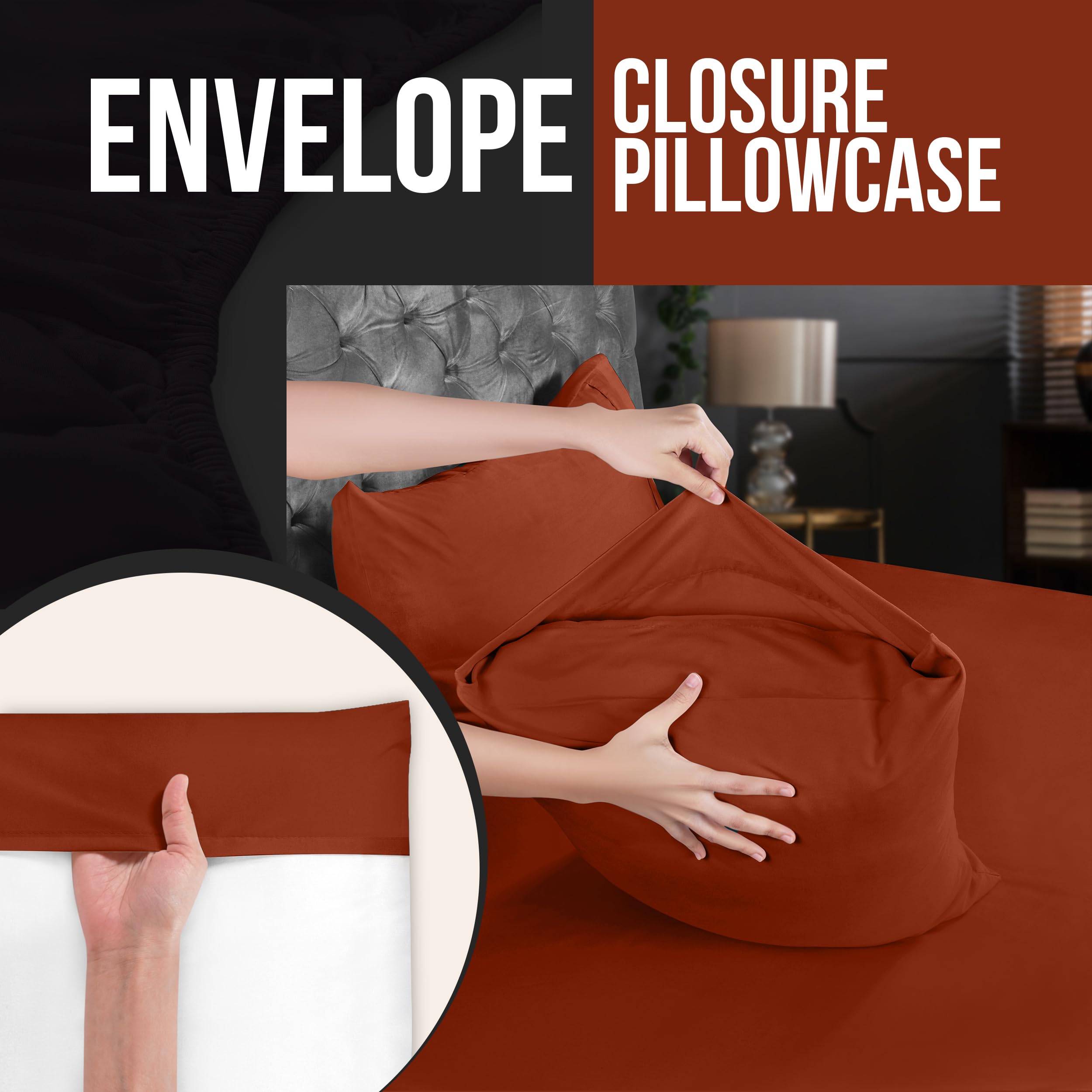 Foto 5 pulgar | Fundas De Almohada Utopia Bedding Queen, Paquete De 4 Unidades, Microfibra, Color Naranja - Venta Internacional.