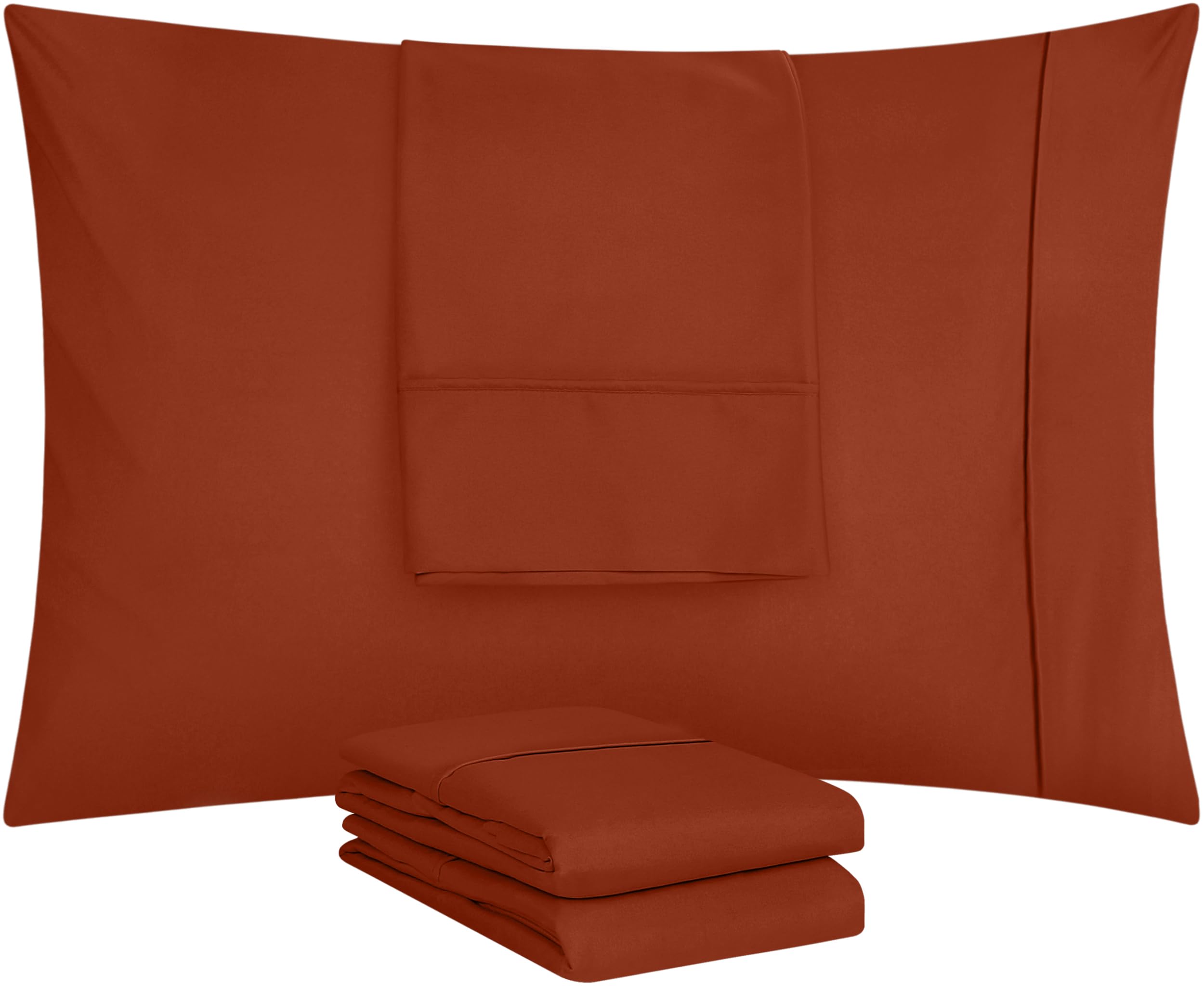 Foto 6 pulgar | Fundas De Almohada Utopia Bedding Queen, Paquete De 4 Unidades, Microfibra, Color Naranja - Venta Internacional.