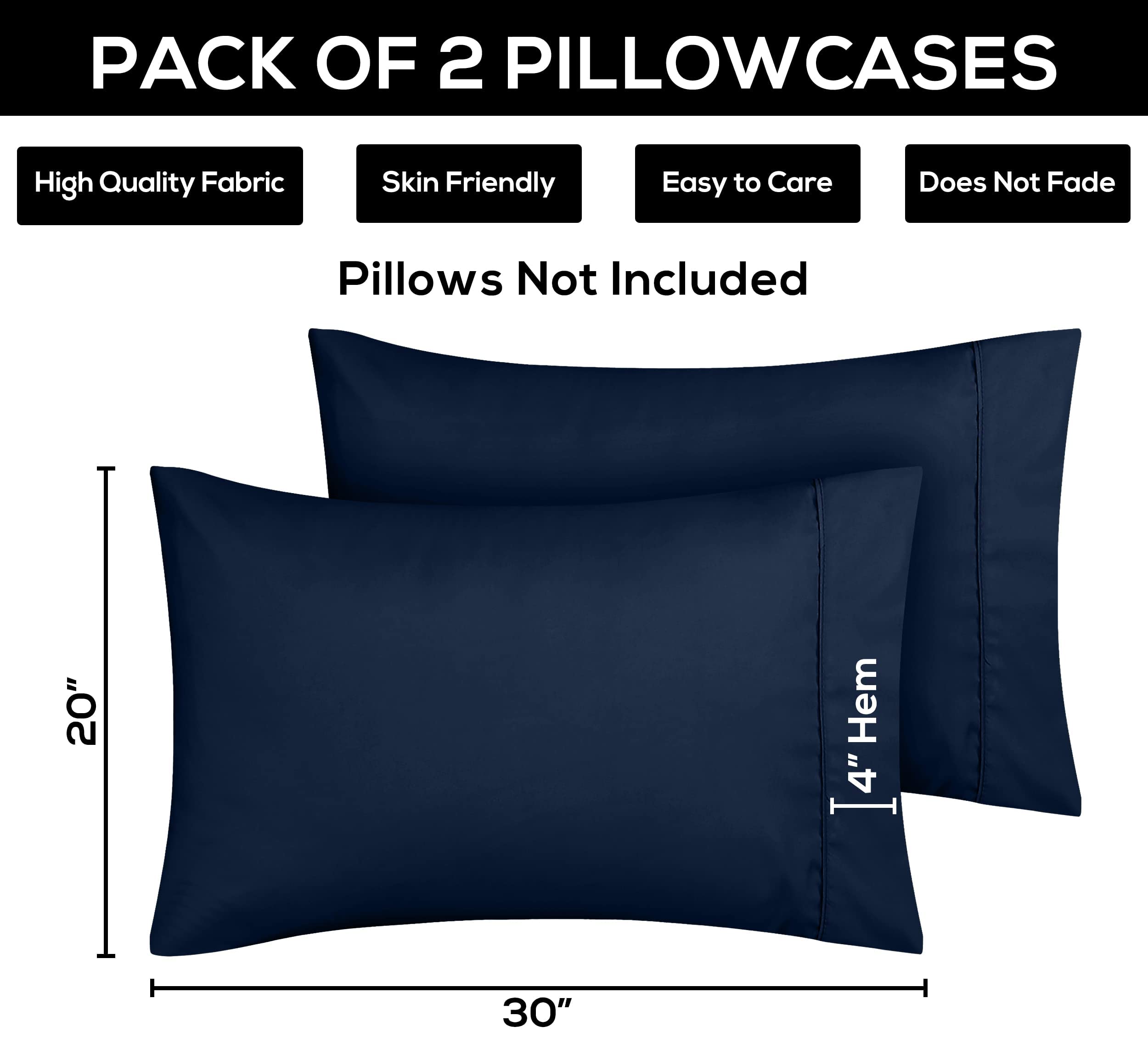 Foto 6 pulgar | Fundas De Almohada Utopia Bedding Queen, Paquete De 2 Unidades, Microfibra Suave, Azul Marino - Venta Internacional.