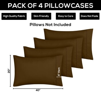 Foto 3 | Fundas De Almohada Utopia Bedding King, Paquete De 4, 20 X 40 Cm, Microfibra, Color Moca - Venta Internacional.