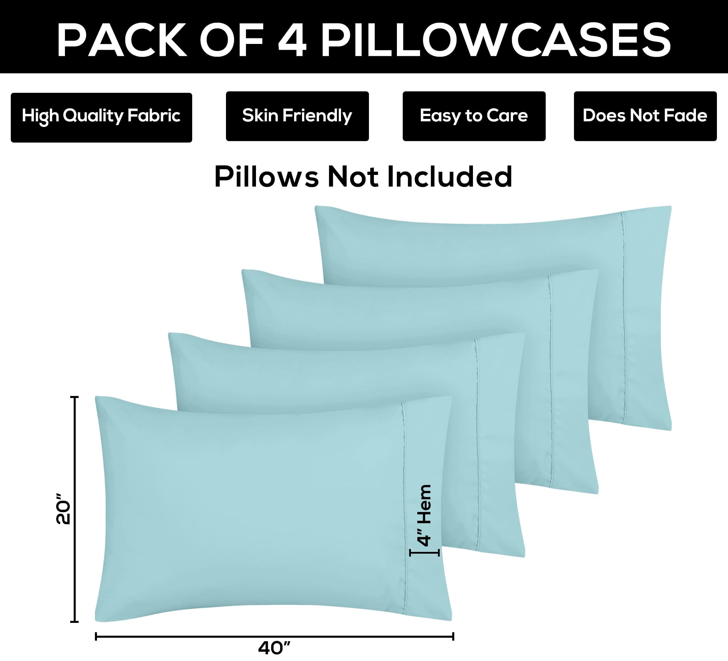 Foto 4 pulgar | Fundas De Almohada Utopia Bedding Estándar De 20 X 26 Cm, Paquete De 4 Unidades, Color Azul Spa - Venta Internacional.