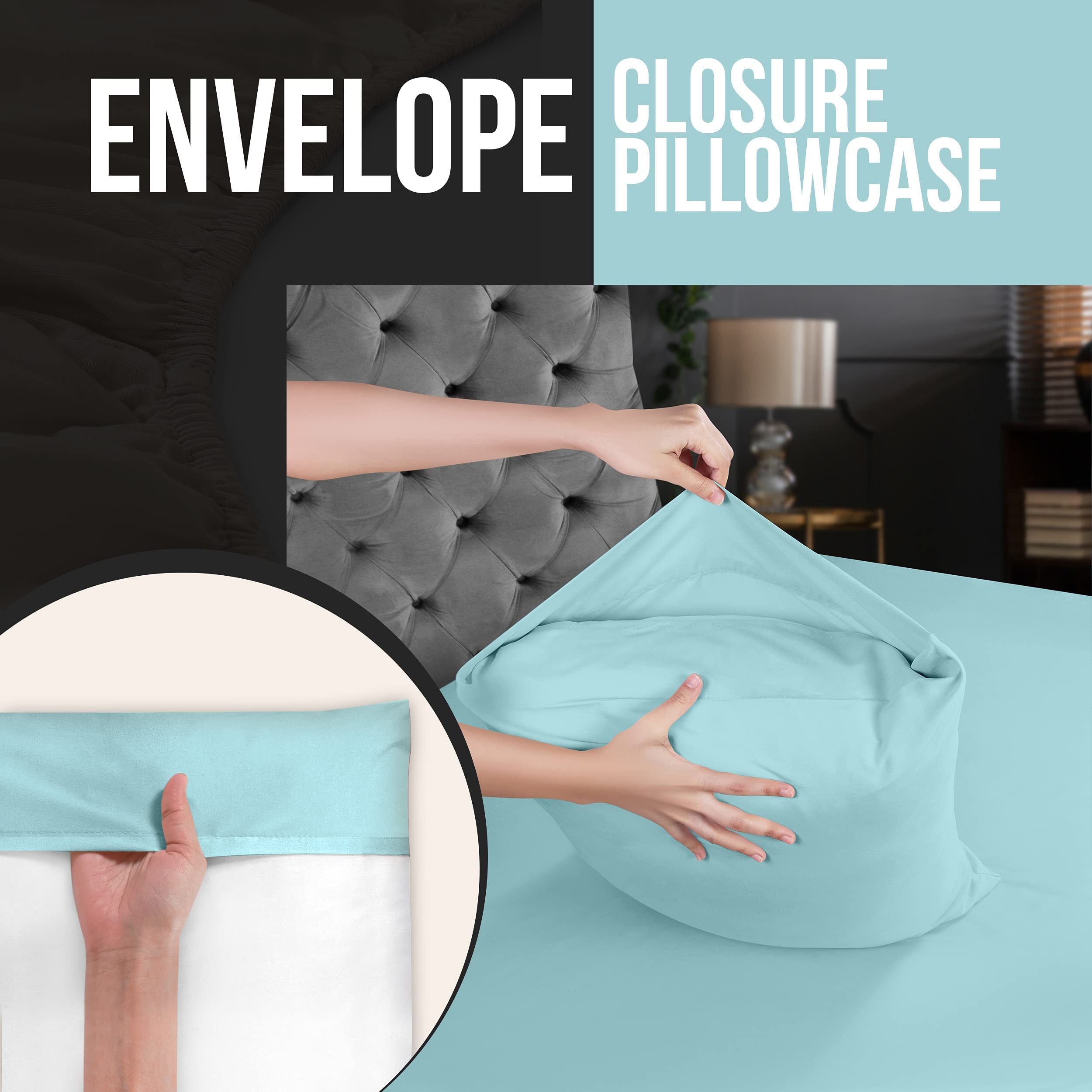 Foto 5 pulgar | Fundas De Almohada Utopia Bedding Estándar De 20 X 26 Cm, Paquete De 4 Unidades, Color Azul Spa - Venta Internacional.