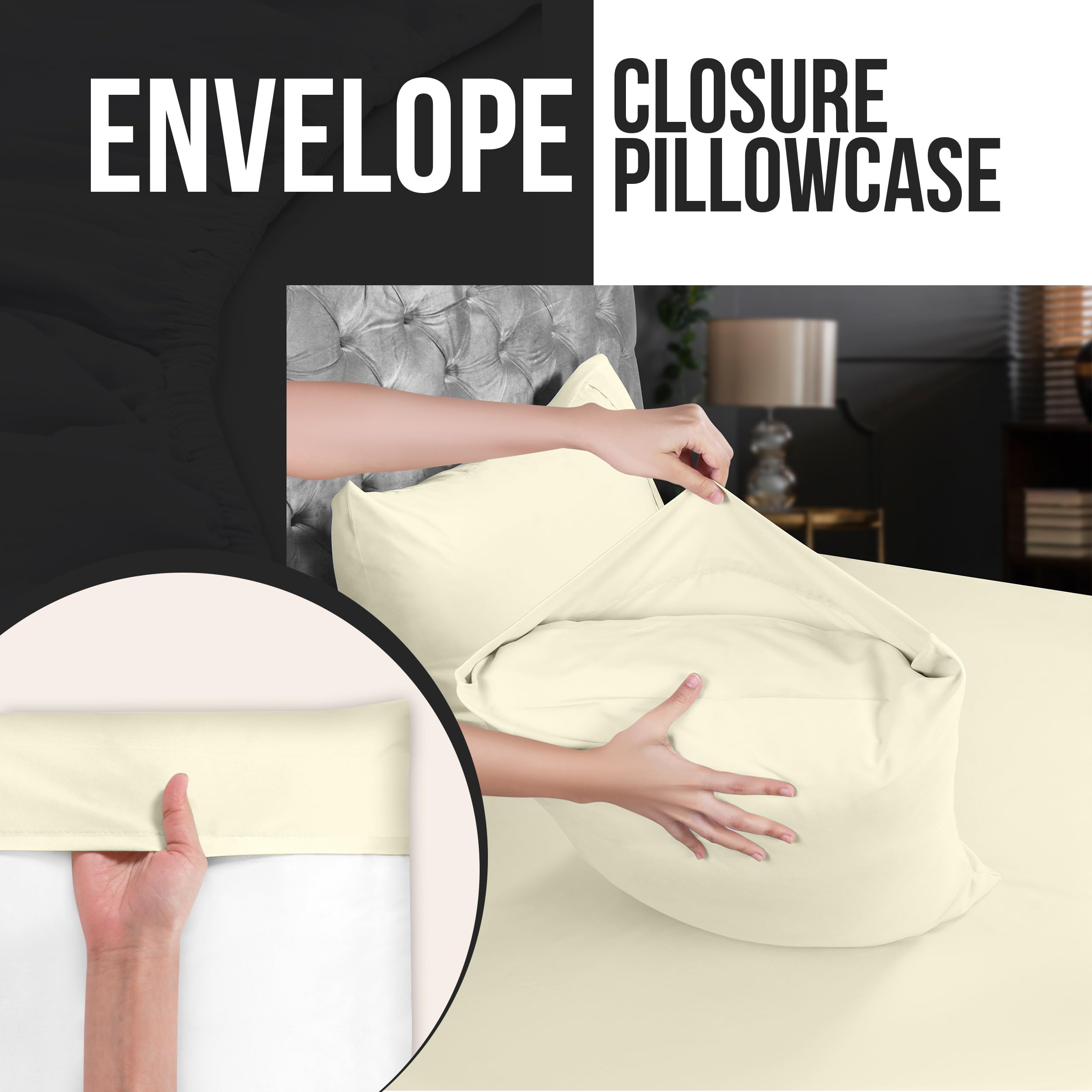 Foto 5 pulgar | Funda De Almohada Utopia Bedding Queen, Paquete De 4 Unidades, Microfibra, 50 X 75 Cm, Color Marfil - Venta Internacio