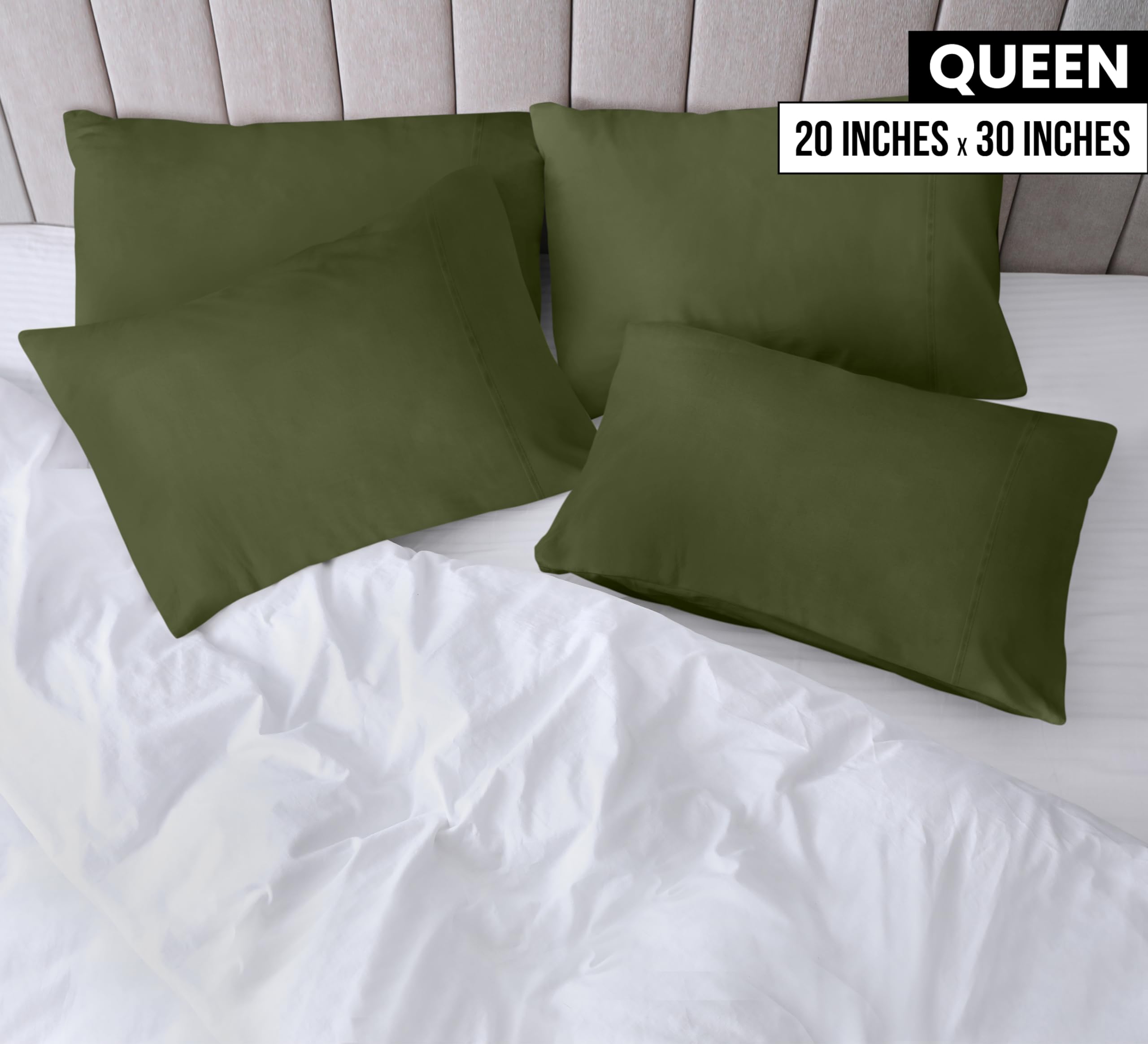 Foto 2 | Fundas De Almohada Utopia Bedding Queen, Paquete De 4 Unidades, Microfibra, Color Oliva - Venta Internacional.